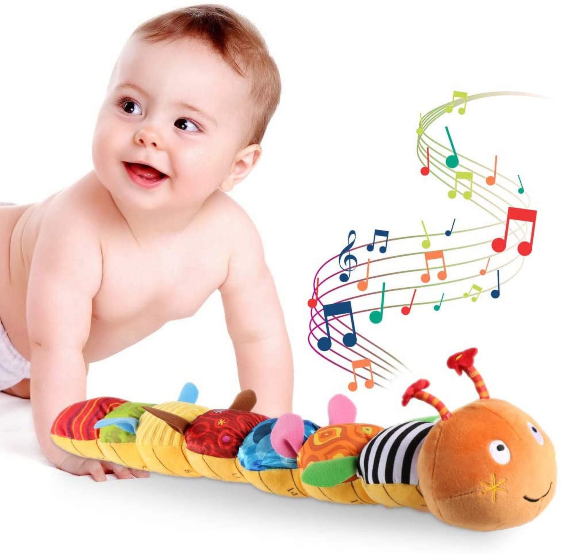 Baby Toys 6-12 Months, Musical Caterpillar Infant Toy with Multi-Sensory Crinkle, Rattle and Textures, Learning Activity Toys Gifts for Newborn 1 2 Year Old Boys Girls Adakot