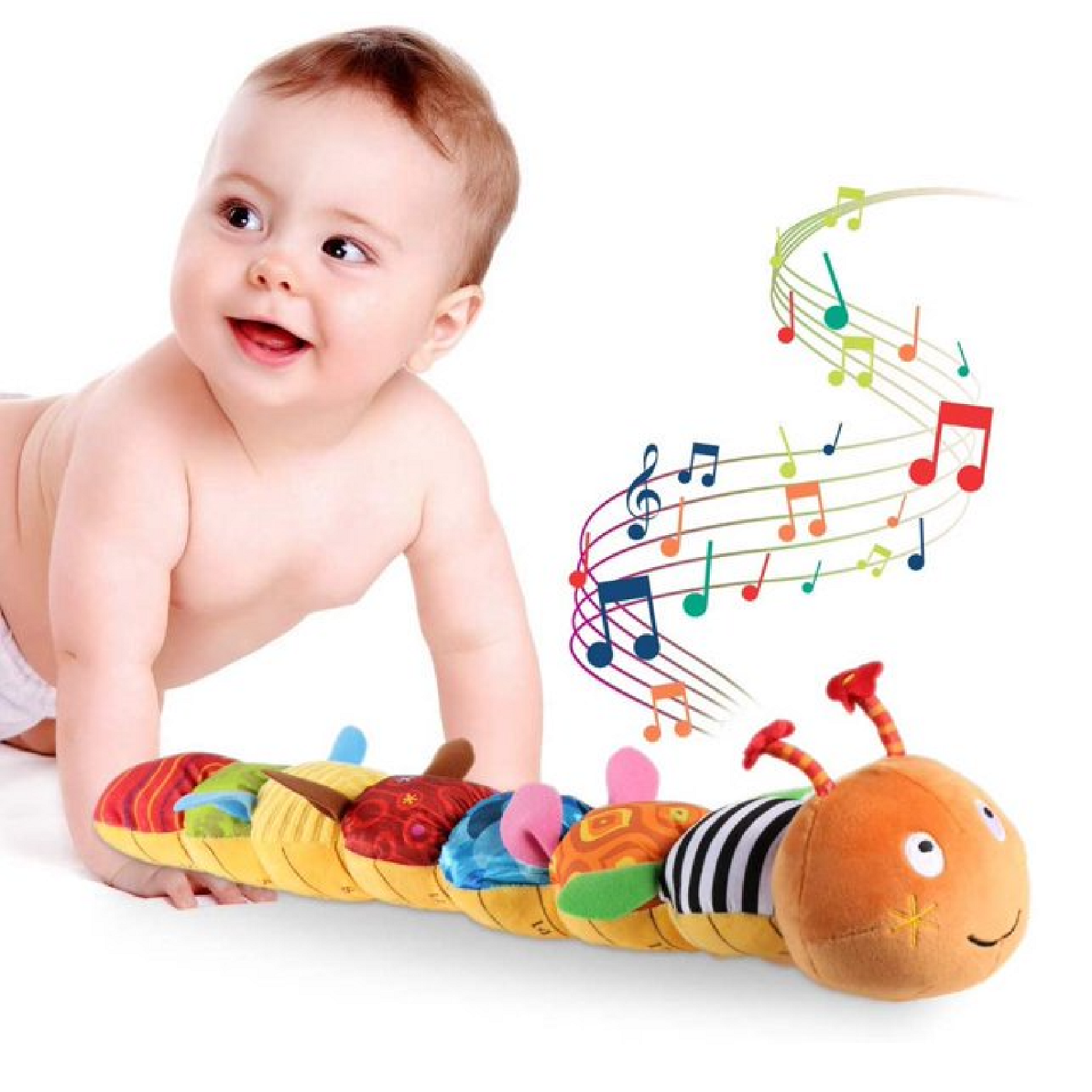 SZDUDU Juguetes para Bebés de 6 a 12 Meses, Juguete Musical de Oruga para Bebés con Arrugas Multisensoriales, Sonajero y Texturas, Juguetes de Actividad de Aprendizaje, Regalos para Niños Recién Nacidos de 1 a 2 Años SZDUDU