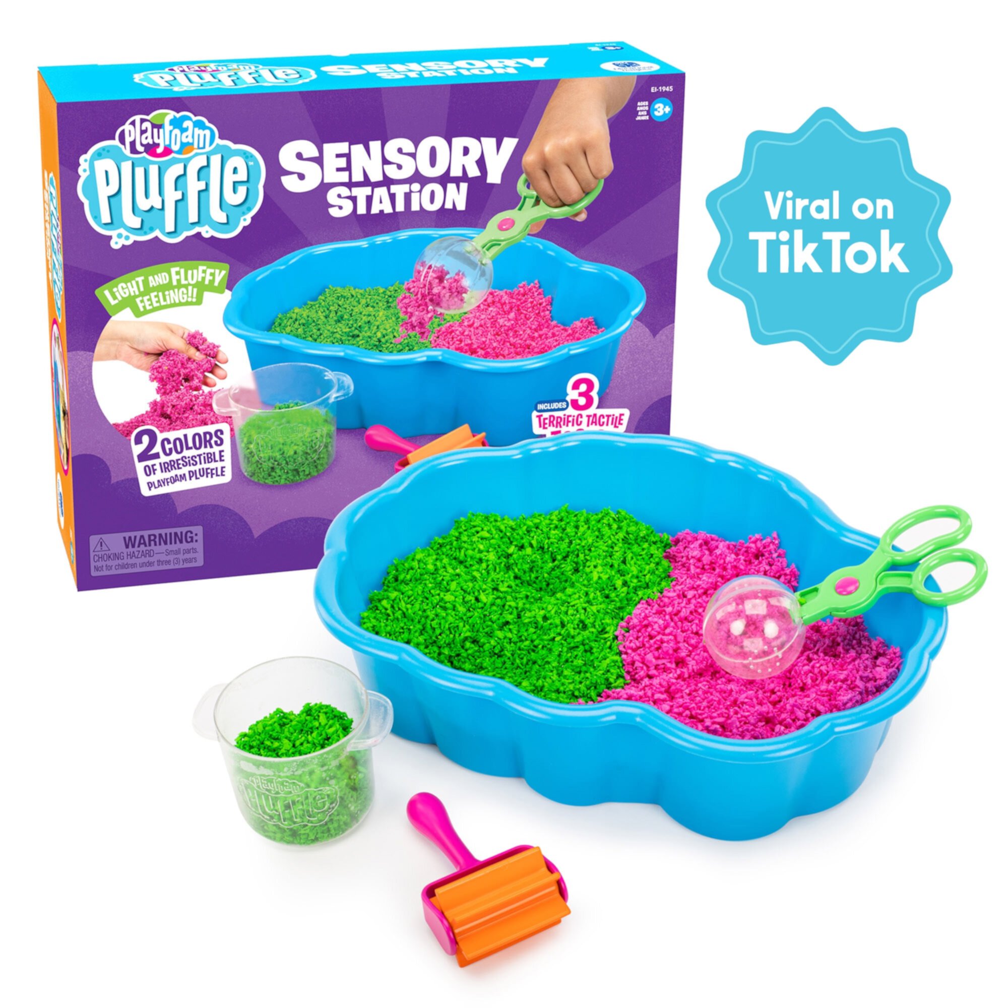 Educational Insights Playfoam Pluffle Sensory Station, Playfoam Pluffle Foam Sensory Bin & Tools, 3+ Educational Insights