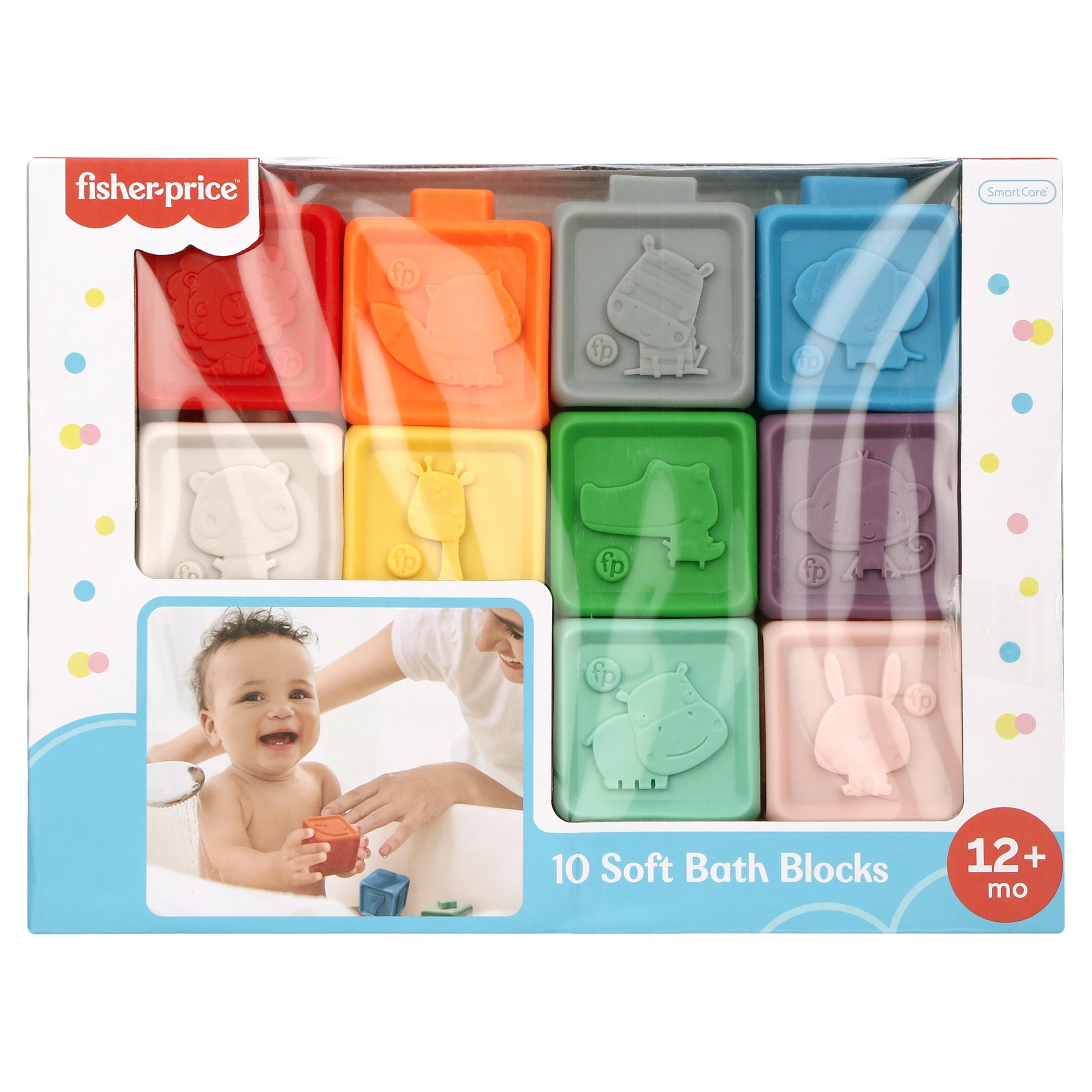 (2 pack) Fisher-Price 10-Piece Soft Bath Blocks Set, Bath Toys for Infants, 12+ Months Smart Care Fisher-Price