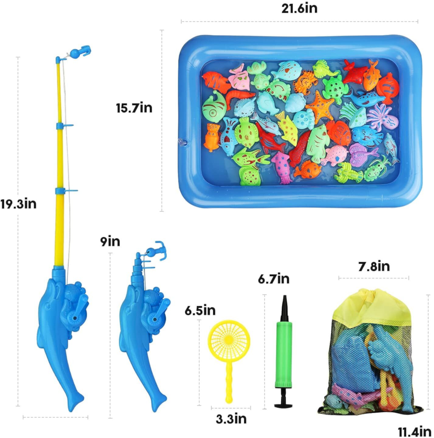 TOY Life Kids Magnetic Fishing Game with Toy Fishing Pole, Fishing Toy for Toddlers,Toddler Fishing Game, Pool Fishing Game, Water Toys for Kids,Outdoor Fishing Games for Kids 3-5,Fishing Bath Toy TOY Life