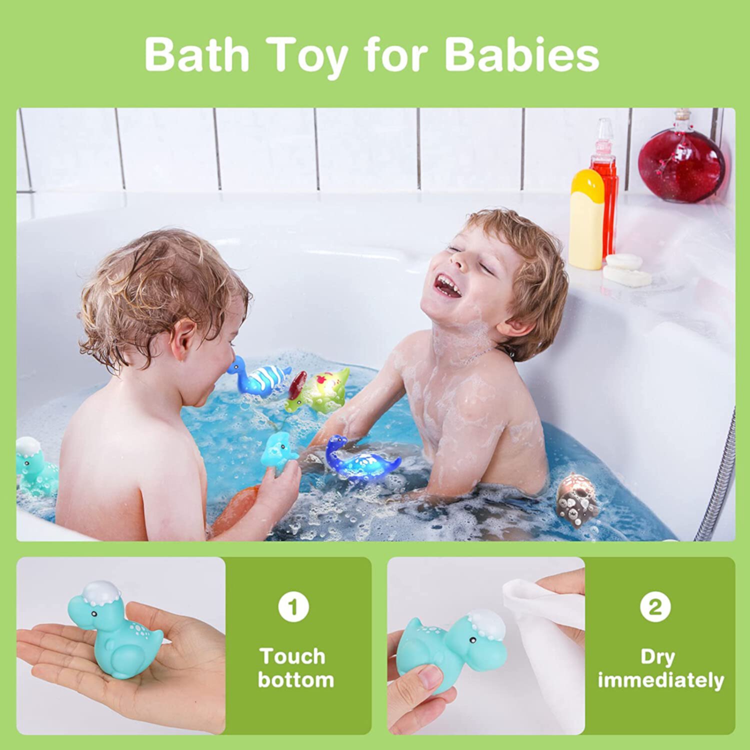 Bath Toys for Kids 1 2 3 Year Old, Dinosaur Light-Up Bath Toy for Toddlers 1-3, Baby Bath Toys for 1 2 3 Year Old Boys Girls Visit the Suorfoxs Store