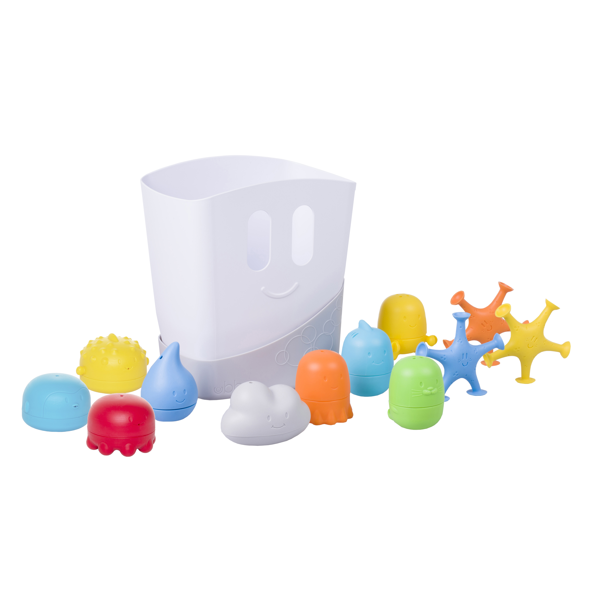 Ubbi Baby Bath Toy Gift Set, Includes Toy Drying Bin & 12 Bath Toys, Dishwasher Safe, Baby Essential Gift, Bath Time Essentials Ubbi