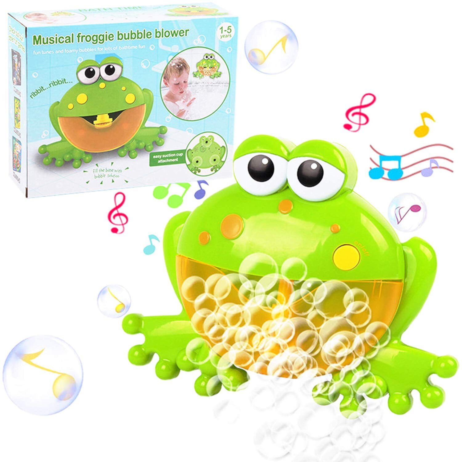 Rirool Baby Bath Bubble Toys Set,Tub Big Frog Automatic Bubble Maker Blower Toys with 12 Music Baby Fun Shower Toys, for Boys, Girls Rirool