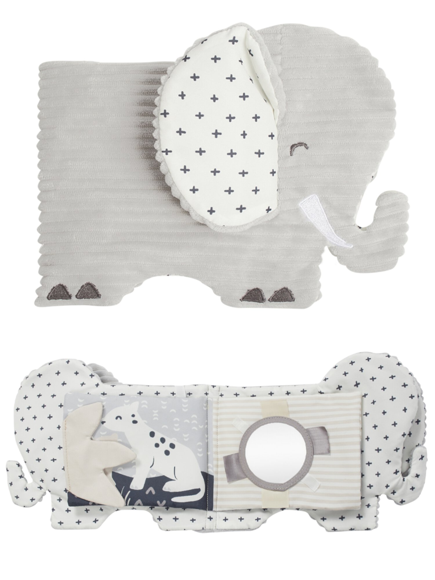 Modern Moments by Gerber Baby Boy Developmental Soft Crinkle Book, Gray Elephant Modern Moments