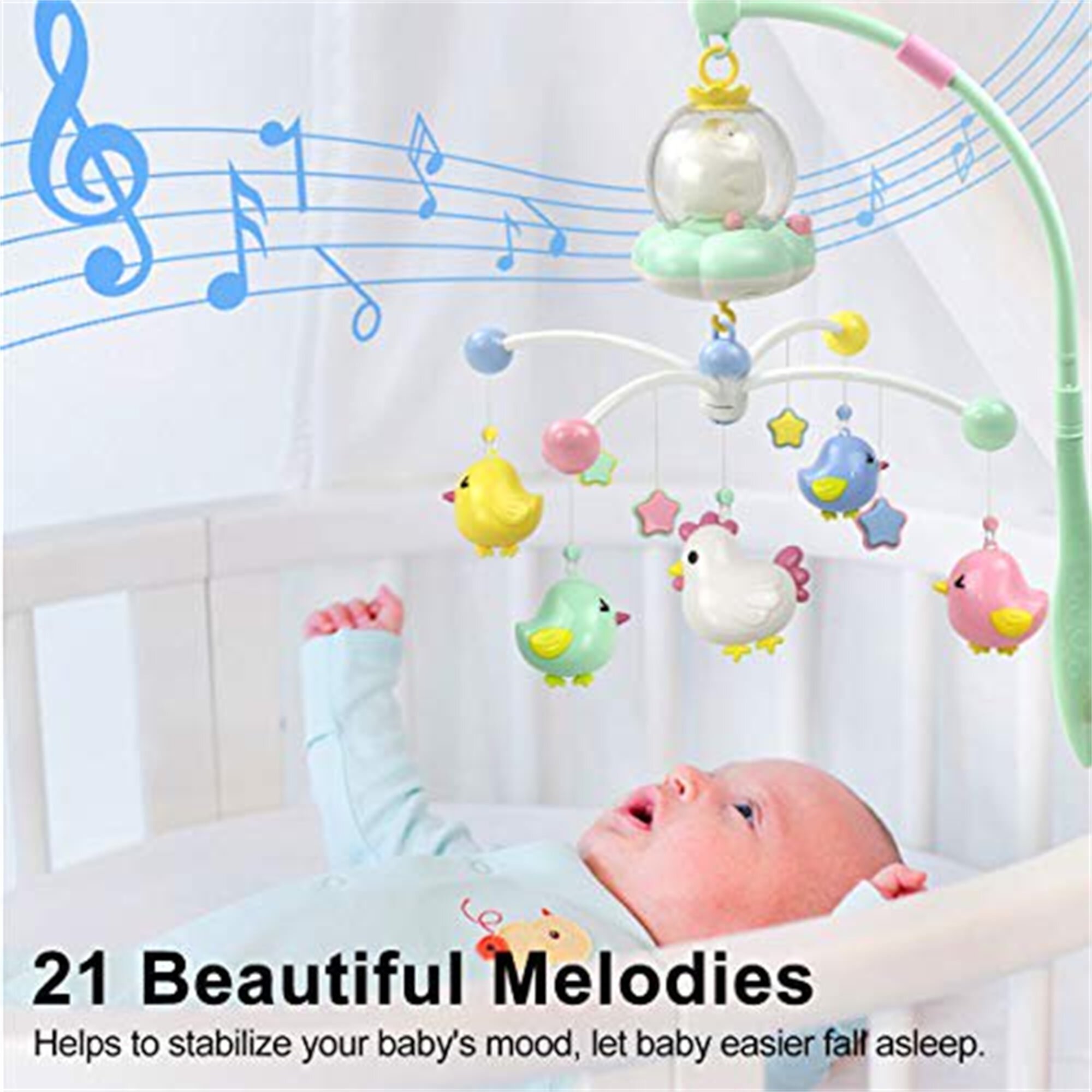 Cozyroom Baby Crib Mobile with Lights and Soothing Music Animals, Pink Cozy.room