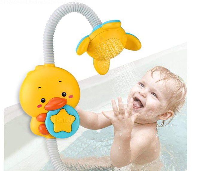 Hanmun Bath Toys for Toddlers 1-3 with Shower Head - Cute Duck Sensory Toys Toddler Bathtub Water Toy Suction Cup Water Game, Birthday Gifts for Infants Boys Girls Newborn 6 12 Months HANMUN