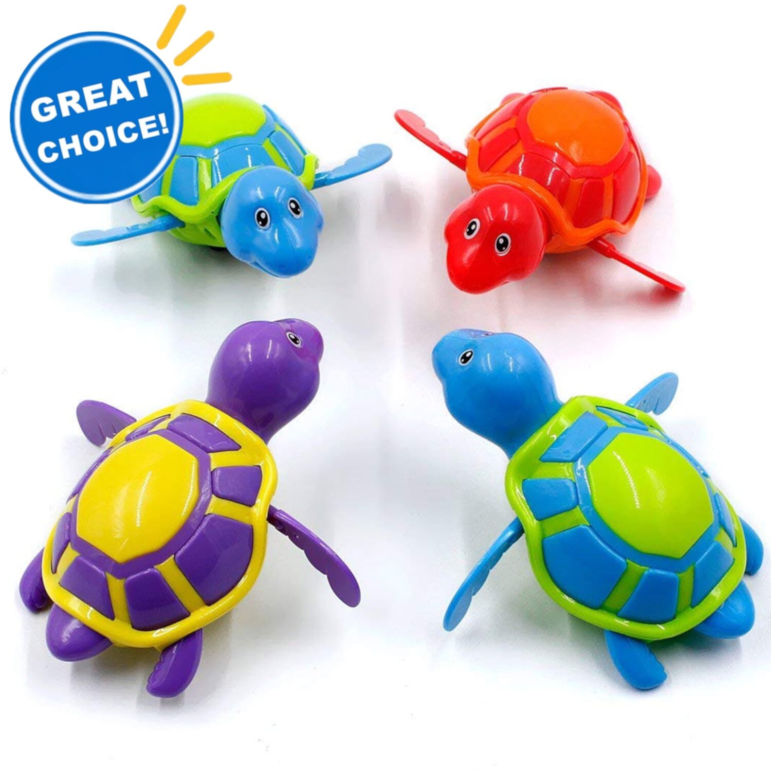 Wind Up Swimming Kids Baby Bath Toys Girls Boys Toddlers Bathtime Bathtub Tub Toys Bathroom Floating Sea Animal Water Turtle Toys for 1 2 3 Year Olds, 4 Pack (Random Color) Howarmer