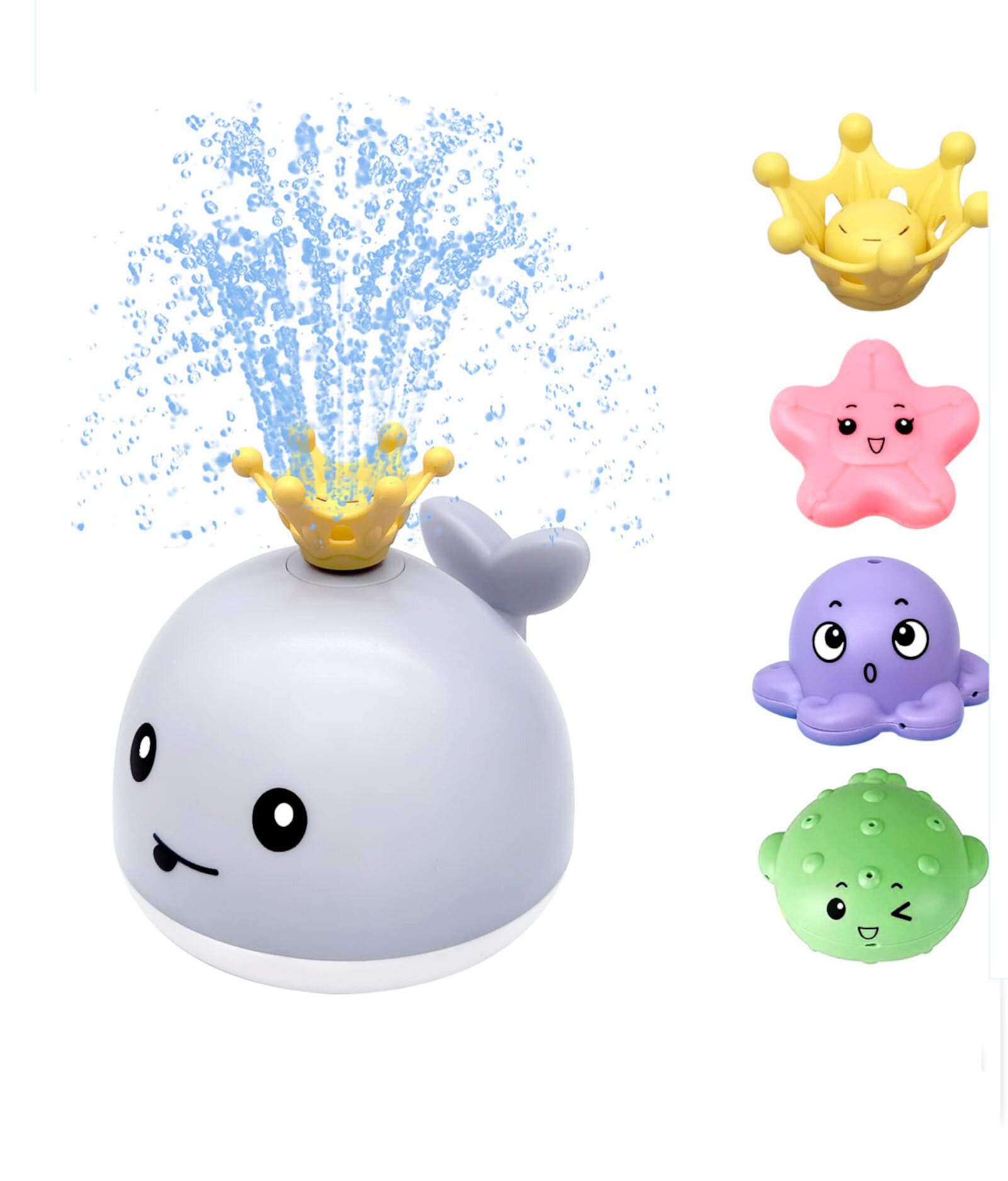 Bath Toys for Toddlers, Spray Water Baby Bath Toy, Light Up Sprinkler Bathtub Toys, Swimming Pool Bathroom Shower Water Toy for Infant Kids Boys Girls Age 3 4 5 6 Years Old - Whale Grey WUSI