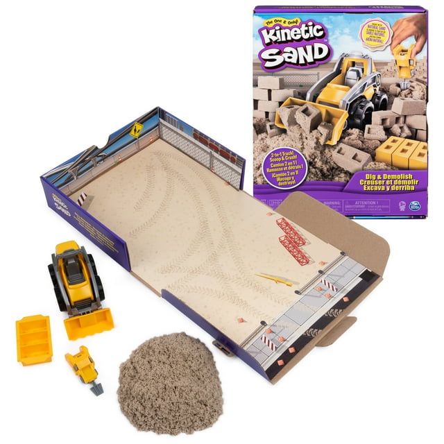 Kinetic Sand, Dig & Demolish Playset with 1lb Kinetic Sand and Toy Truck, Play Sand Sensory Toys for Kids Ages 3 and up Kinetic Sand