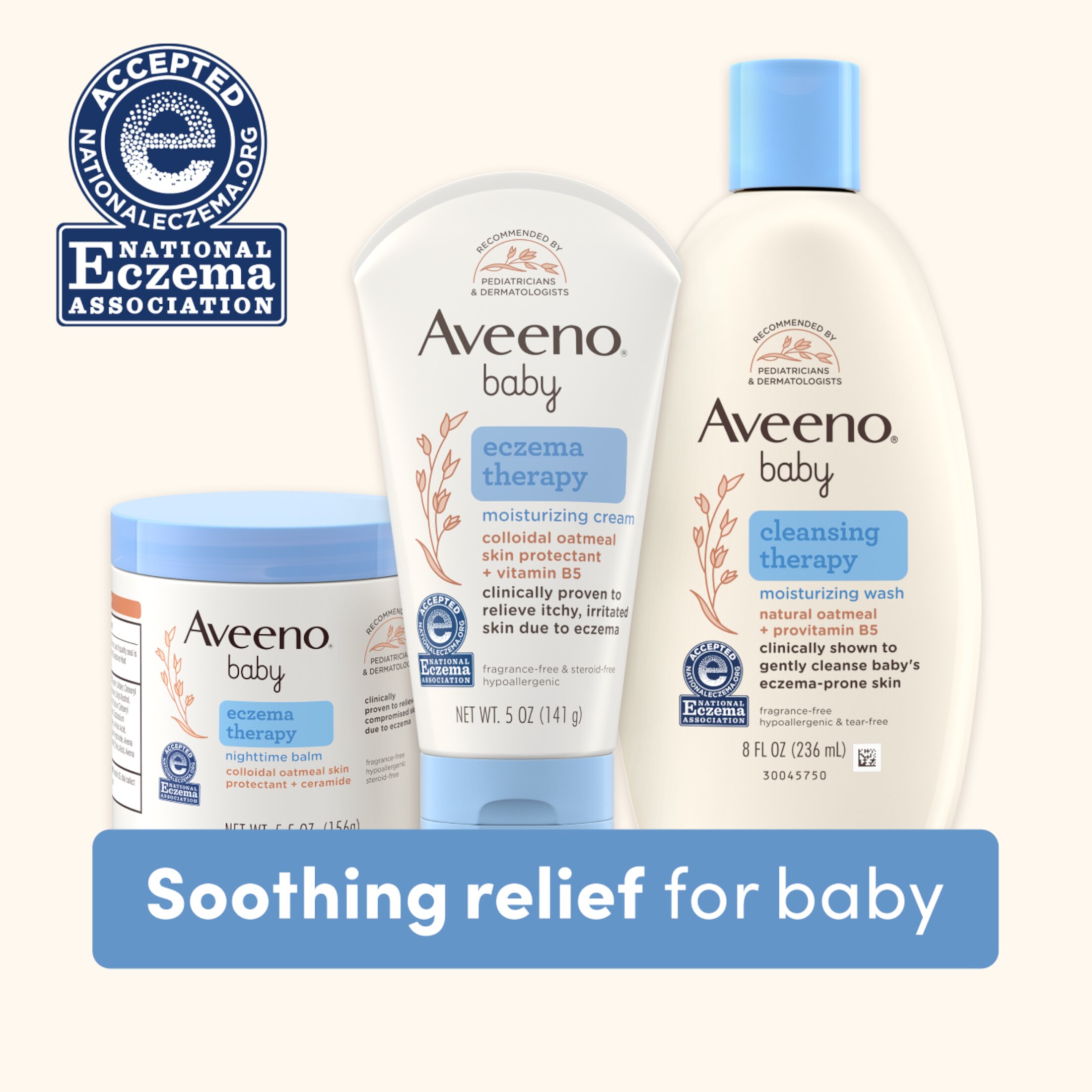 Aveeno Baby Eczema Care Kit with Baby Lotion: Wash, Cream & Nighttime Balm, 3 Items Aveeno