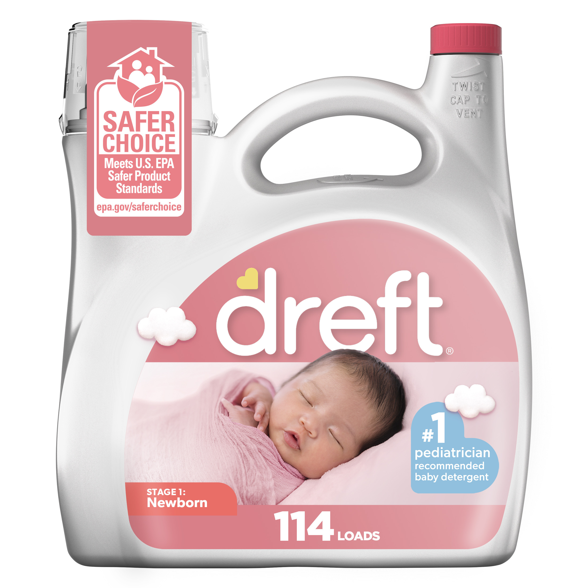 Dreft Newborn Baby Liquid Laundry Detergent, Sensitive Skin, Hypoallergenic, 114 Loads, 150 fl oz Dreft