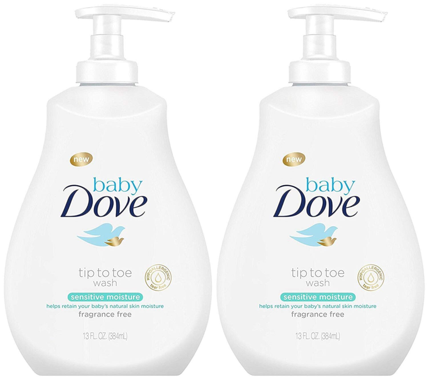 Dove Baby Tip To Toe Wash 13 Ounce Sensitive Pump 384ml 2 Pack Baby Dove