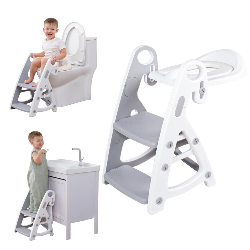 Potty Training Seat With Step Stool: Stable Adjustable Height Toddler Toilet Seats With Splash Guard and Handle and Removable Seat Versatile 2-in-1 Climbable Ladder Easy Use PRIMLECT