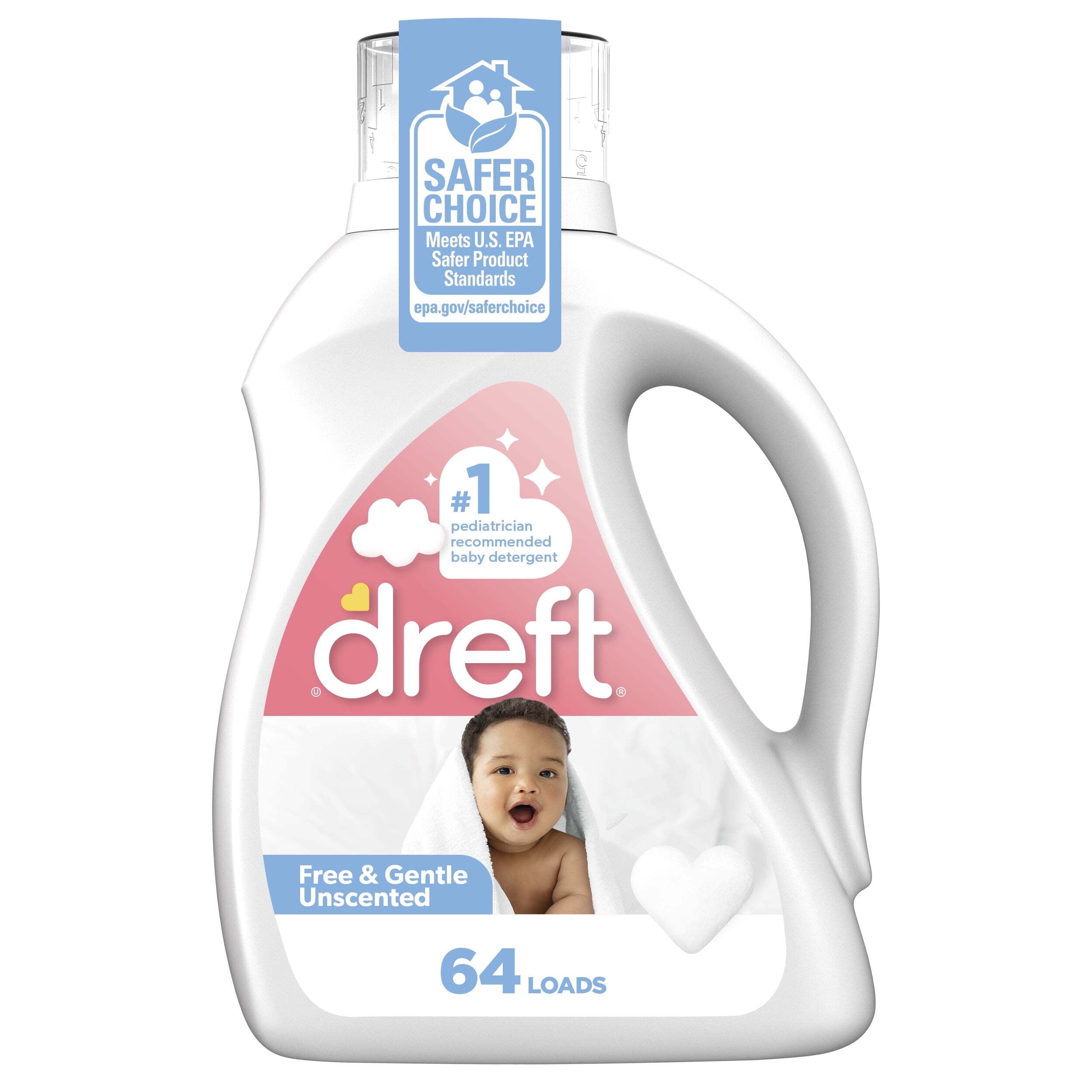 Dreft Baby Free & Gentle Liquid Laundry Detergent, Sensitive Skin, Hypoallergenic, 64 Loads, 92 fl oz Dreft