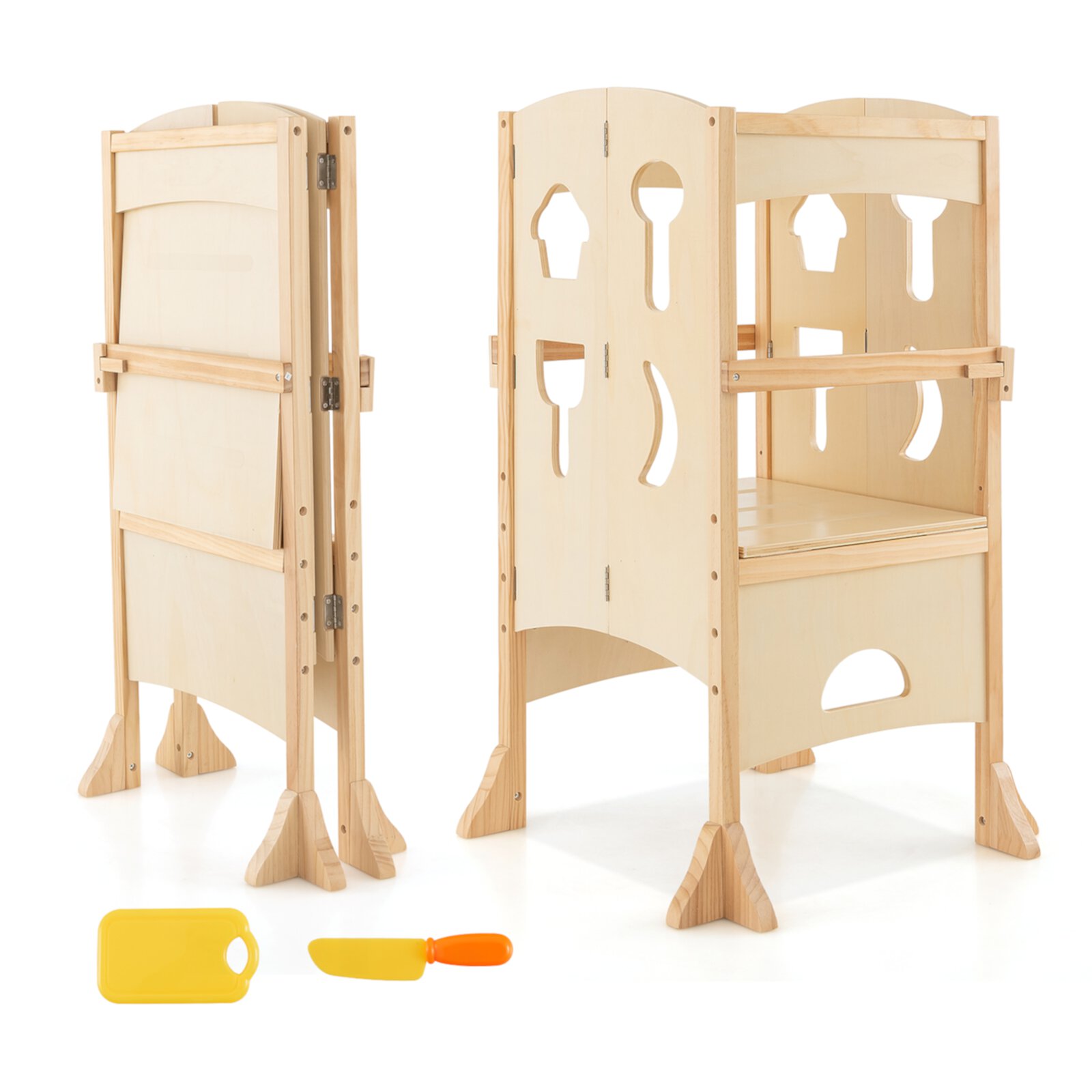 Costway Folding Kitchen Kids Step Ladder Stool Wooden Toddler Safety Tower Helper Natural Visit the Costway Store