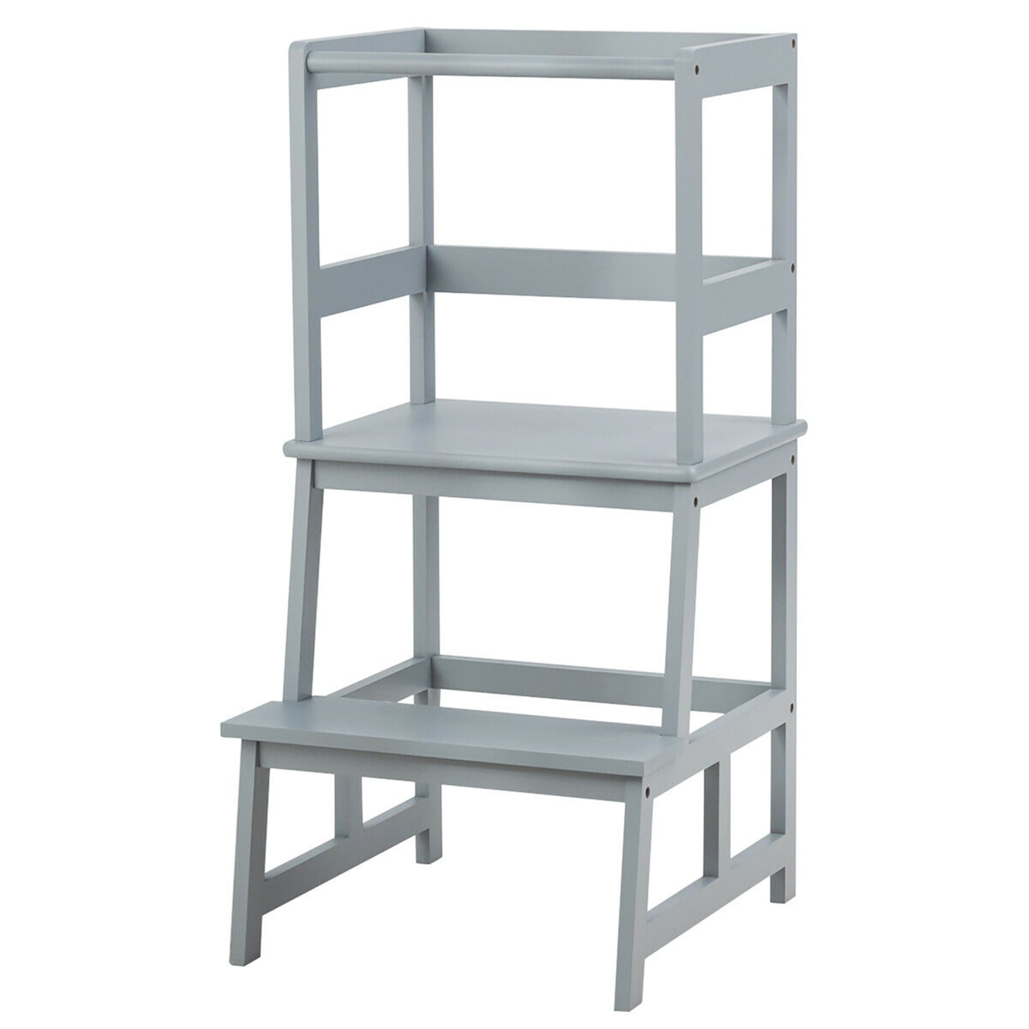 Costway Kids Kitchen Step Stool Wooden Toddler Stand Helper w/ Safety Rail Gray Visit the Costway Store