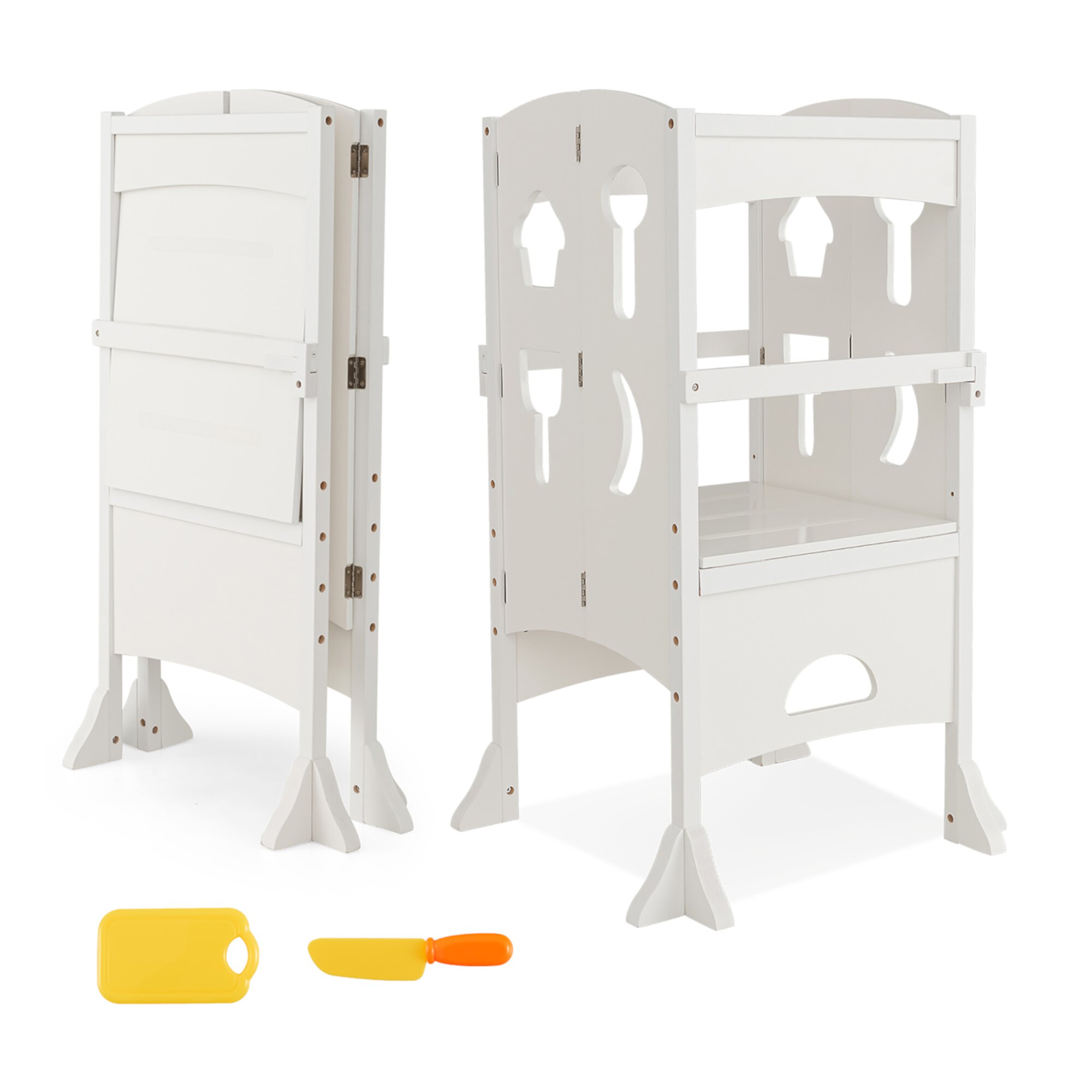 Costway Folding Kitchen Kids Step Ladder Stool Wooden Toddler Safety Tower Helper White Visit the Costway Store