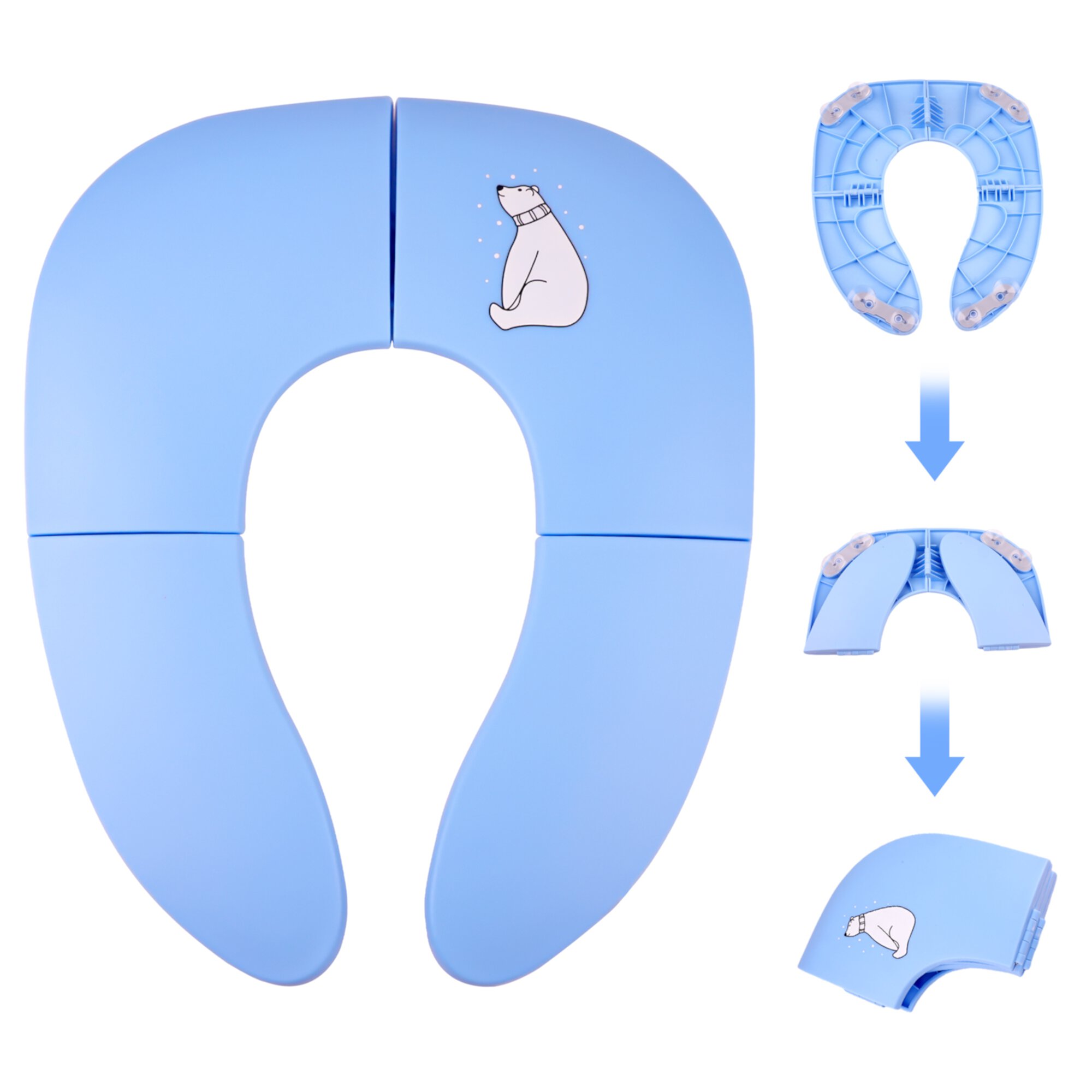 Baby Folding Travel Potty Seat for Toddlers,BUSATIA Portable Potty Toddler Seats for Toddler Travel, Non-Slip Suction Cups,Portable Potty Training Seat for Kids Boys Girls,Blue BUSATIA