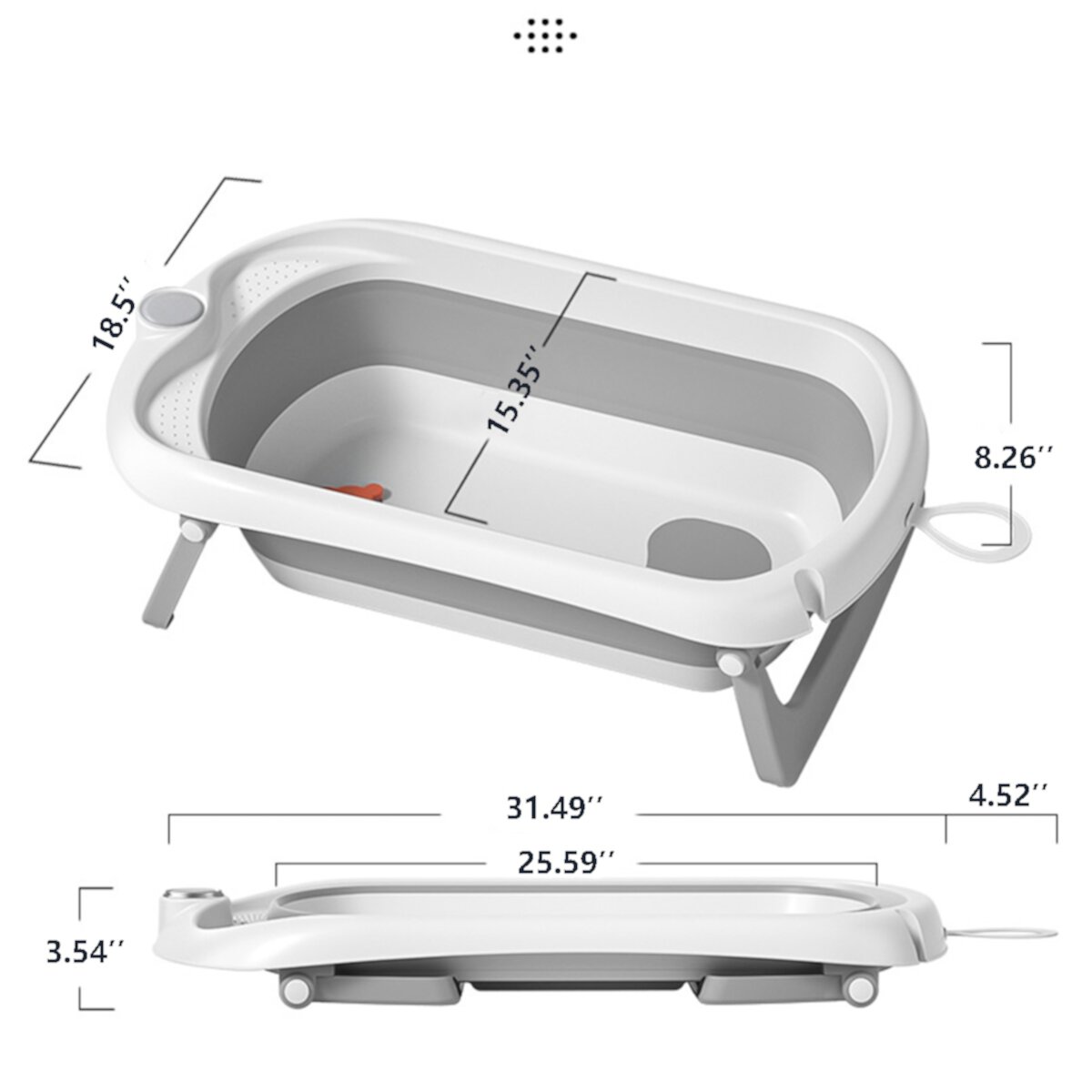 MONEHANE 31.5in Folding Baby Bath Tub, Home Travel Portable Foldable Baby Bathtub for Infant,Newborn,Toddler, Gray MONEHANE