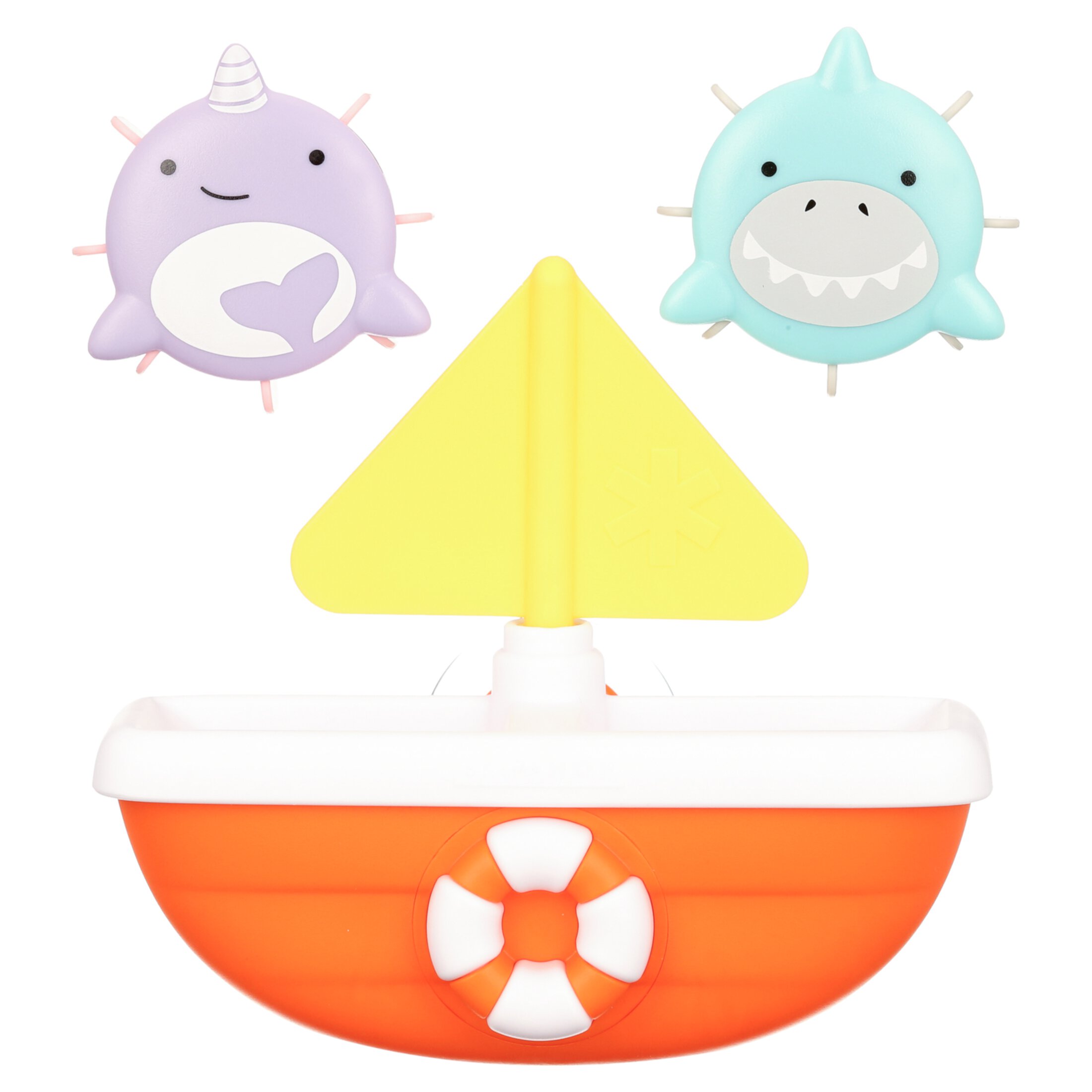 Skip Hop Zoo Baby Bath Toy, Tip & Spin Boat, Shark/Narwhal Skip Hop