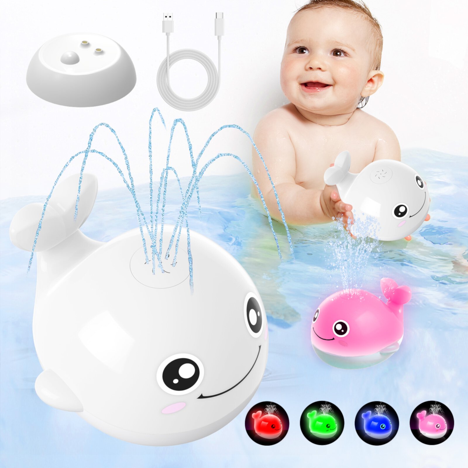 Kid Odyssey Baby Bath Toys, Automatic Induction Sprinkler Bathtub Shower Toys with LED Light Kid Odyssey