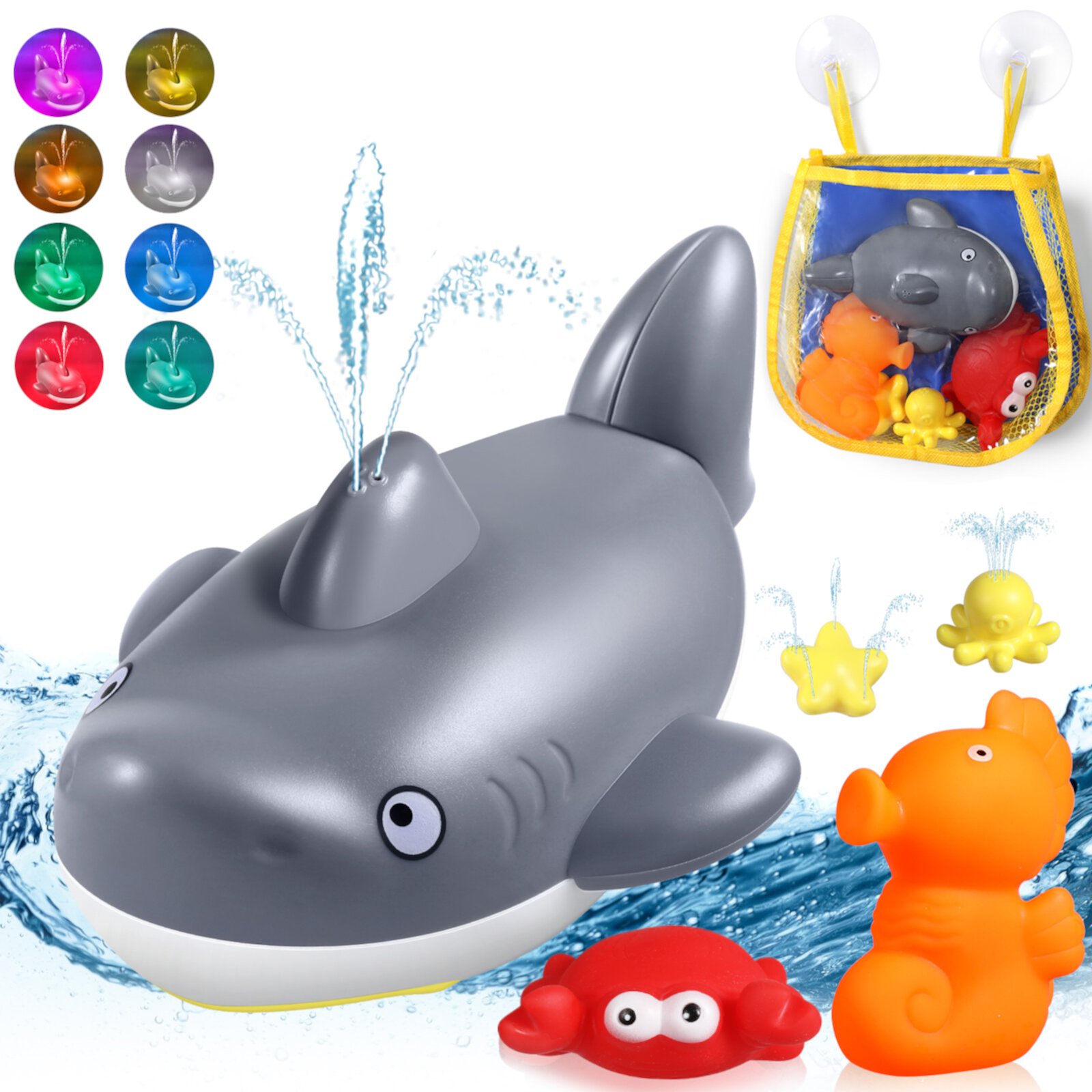 Lictin Baby Bath Toys Set, Shark Spray Water Bath Toys Sprinkler, Baby Bathtub Toys for Toddlers Kids Infant with Storage Bag Visit the Lictin Store