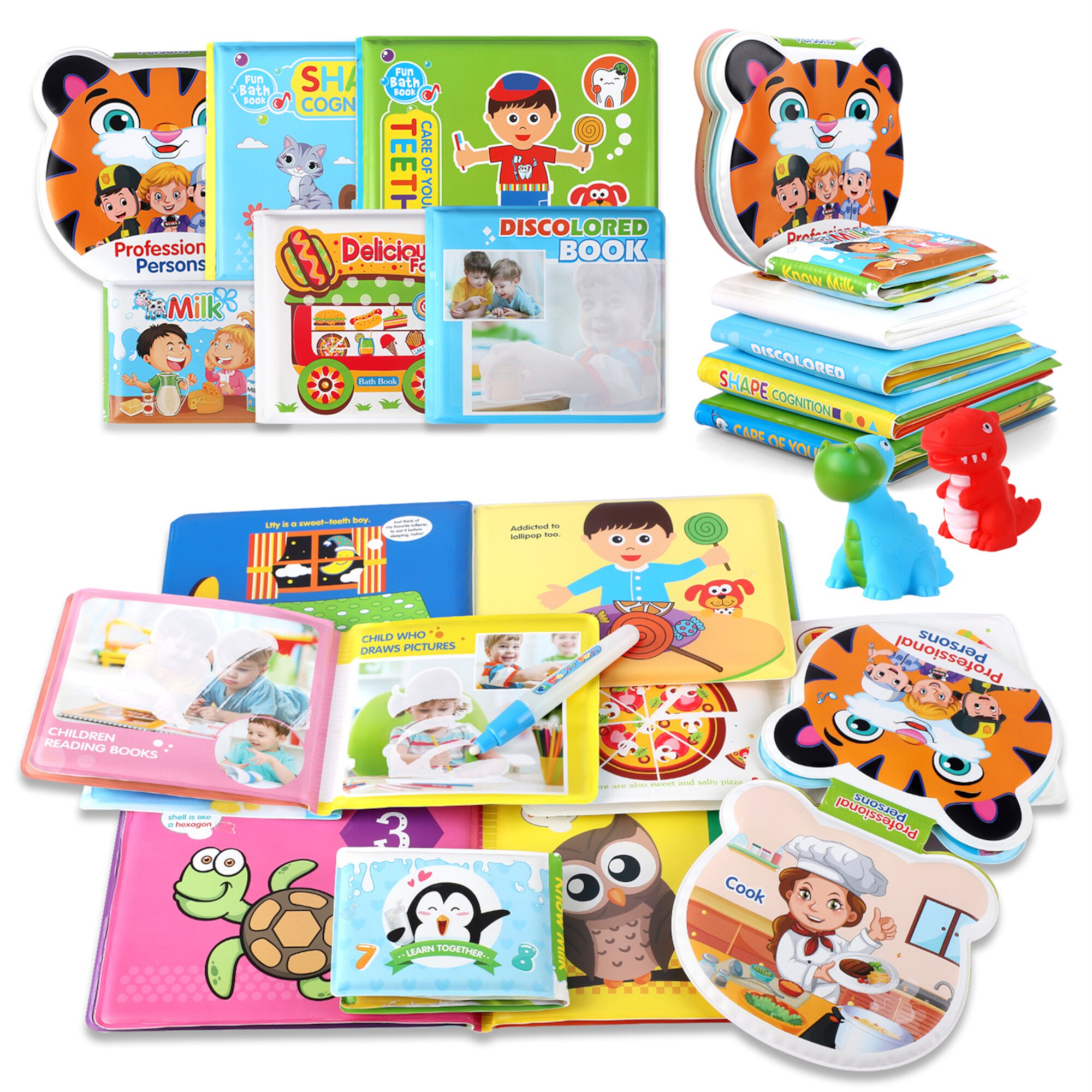 Growsly Colorful Baby Bath Toy Books with Different Educational Themes for 1-3 Years Old Toddlers, Kids, 6 Pack Growsly