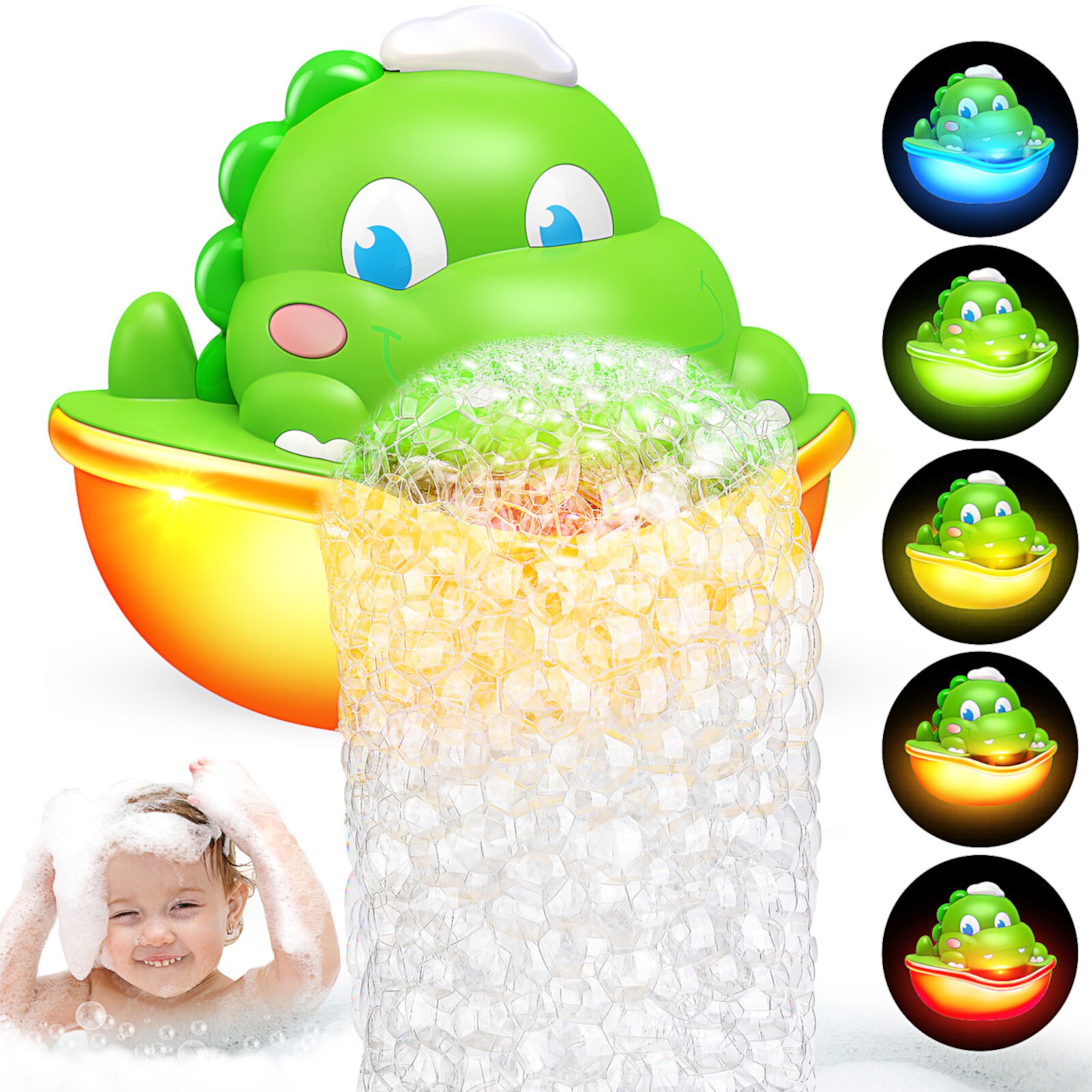 Dinosaur Bath Bubble Machine, Baby Bath Toys, Automatic Bubble Maker Bath Toys for Toddlers 1-3, Dinosaur Bath Toys for Kids Ages 4-8 Year Old Gifts for Boys Girls Superwinky