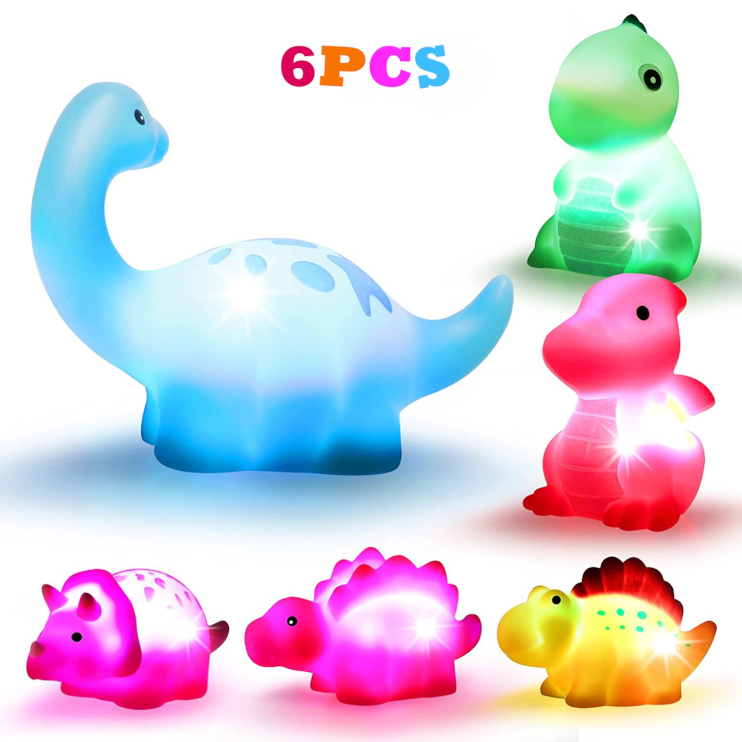 Bath Toys for Kids, Dinosaur Light-Up Floating Bath Toys for Toddlers 1-3, Baby Bathtub Toys for 1 2 3 4 5 6 Years Old Boys Girls, Bath Toys for 1 2 3 Year Old Boys Girls Style-Carry