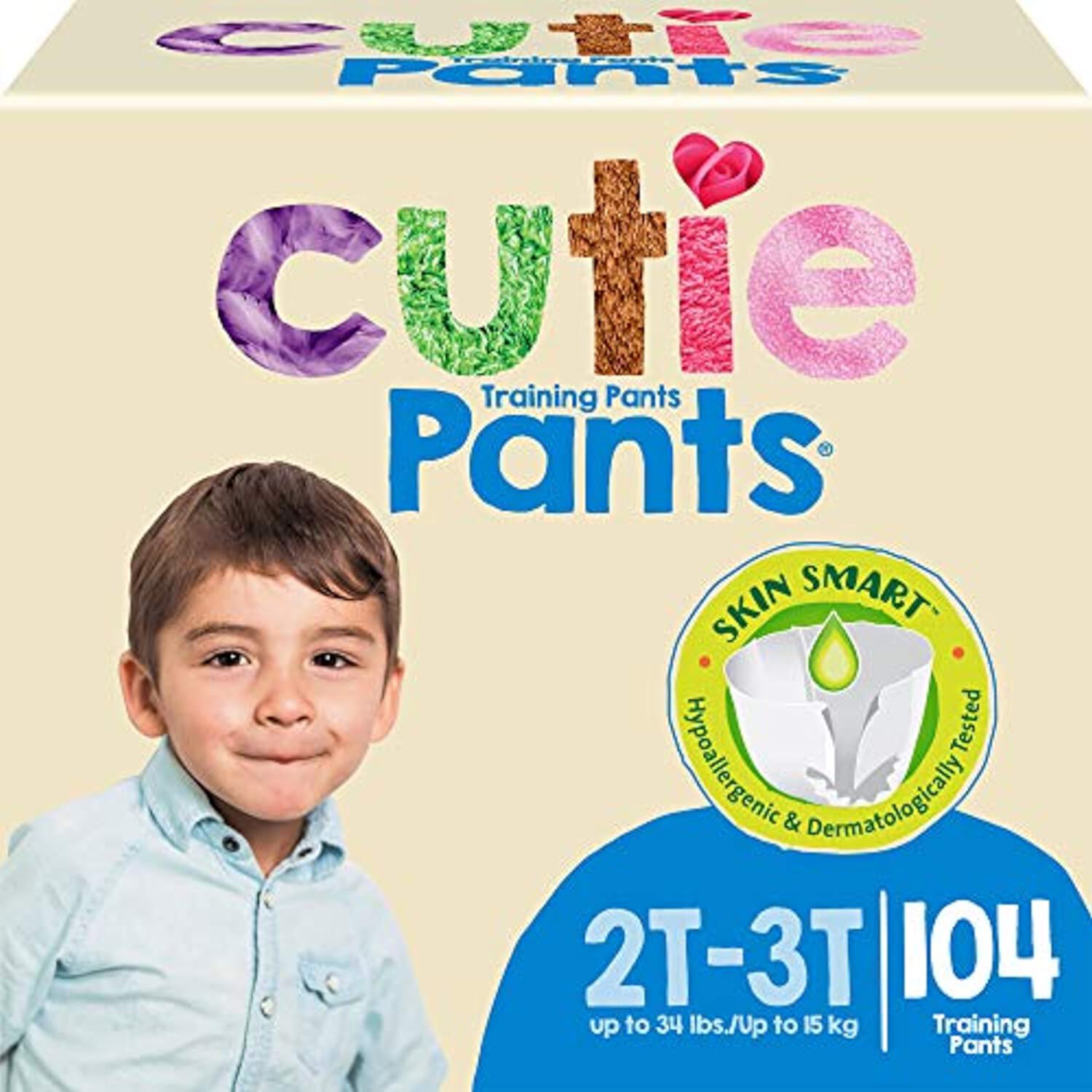 Cuties Training Pants, Boy, White/Blue, 26 Count (Pack of 4) Cuties