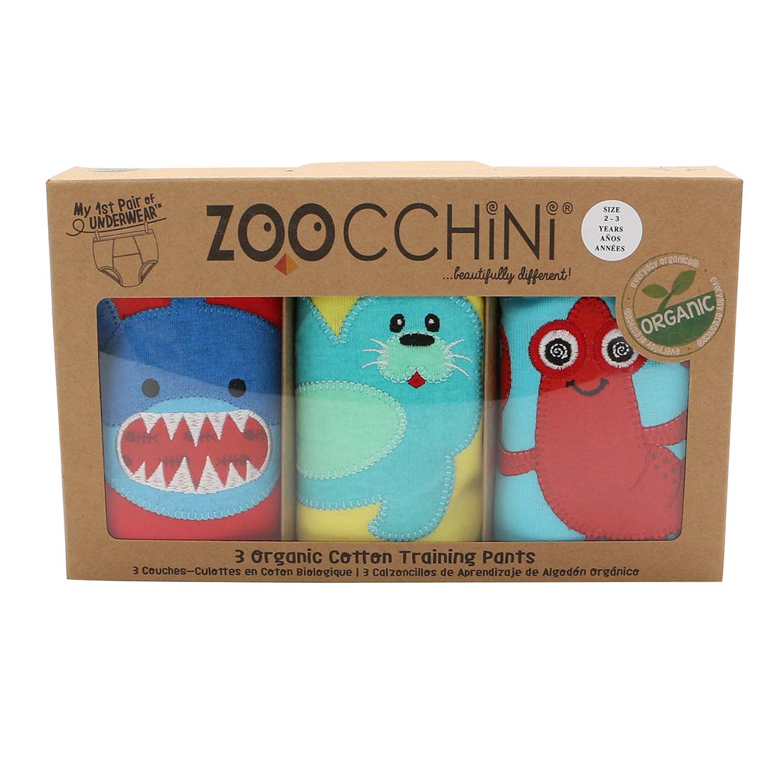 ZOOCCHINI Toddler Organic Potty Training Pants (3-pk) - Ocean Pals ZOOCCHINI