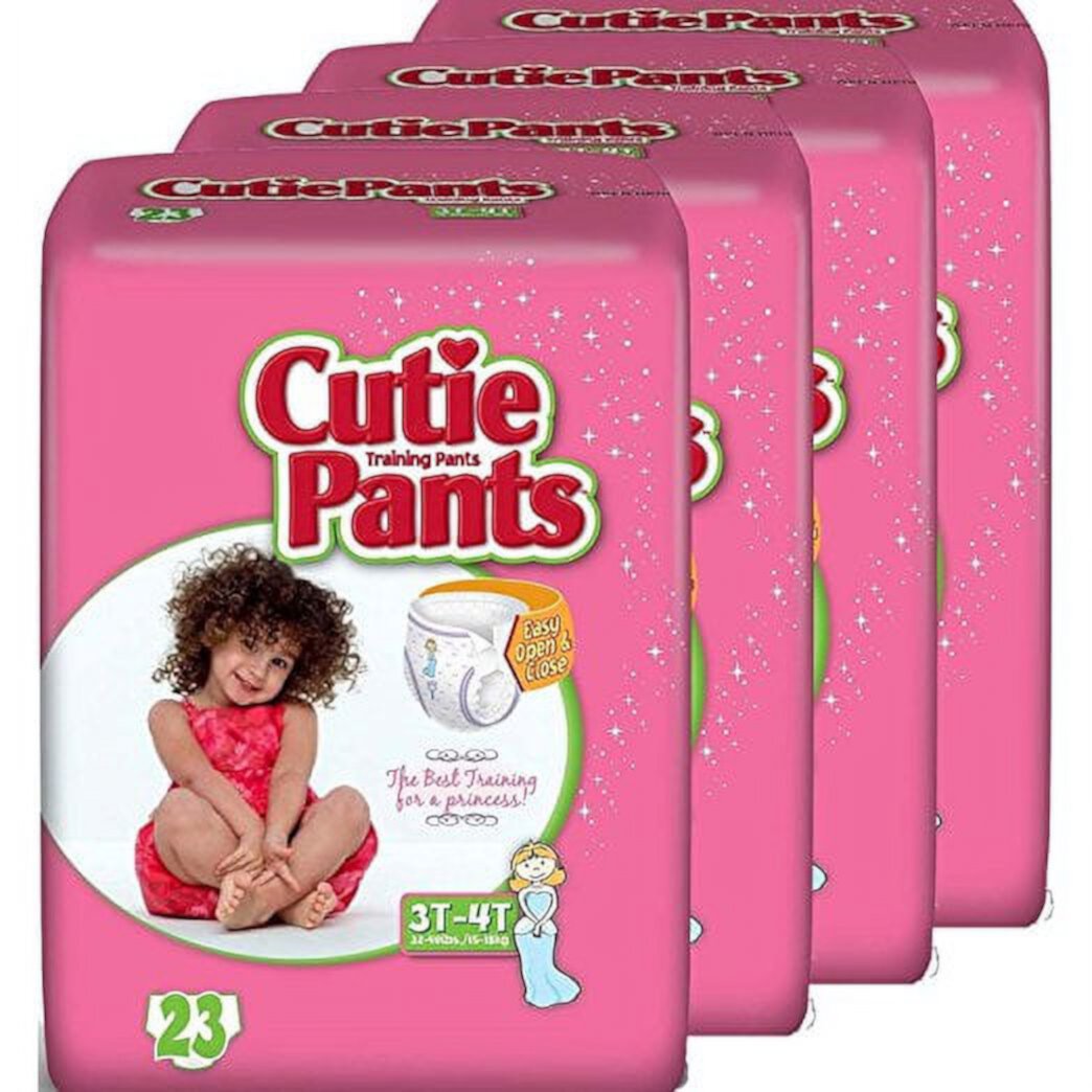 Cutie Pants Toddler Training Pants (Girls, Size 3T - 4T, 23-Count), Pack of 4 Cuties