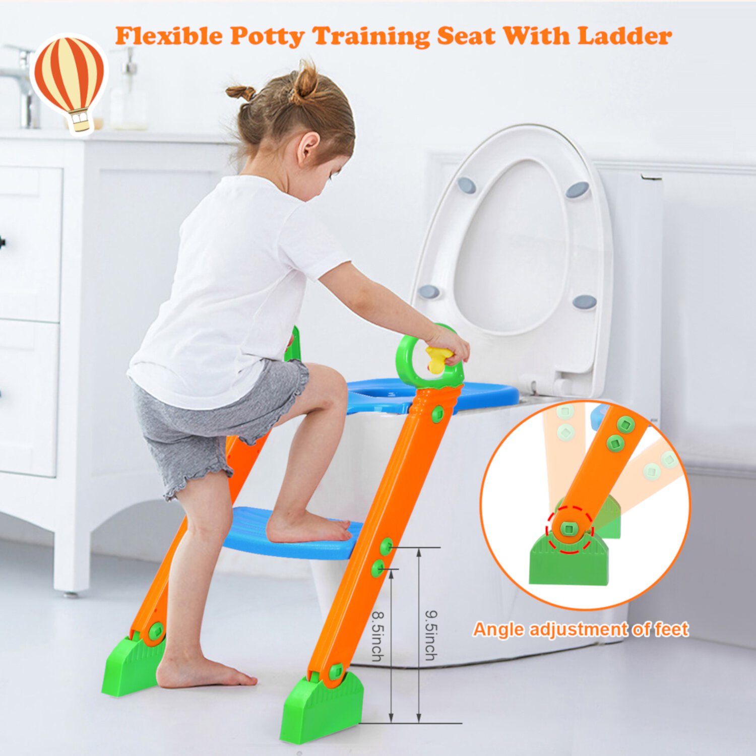 TeqHome Kids Baby Training Potty Trainer Toilet Seat Chair Toddler With Ladder Step Up Stool TeqHome