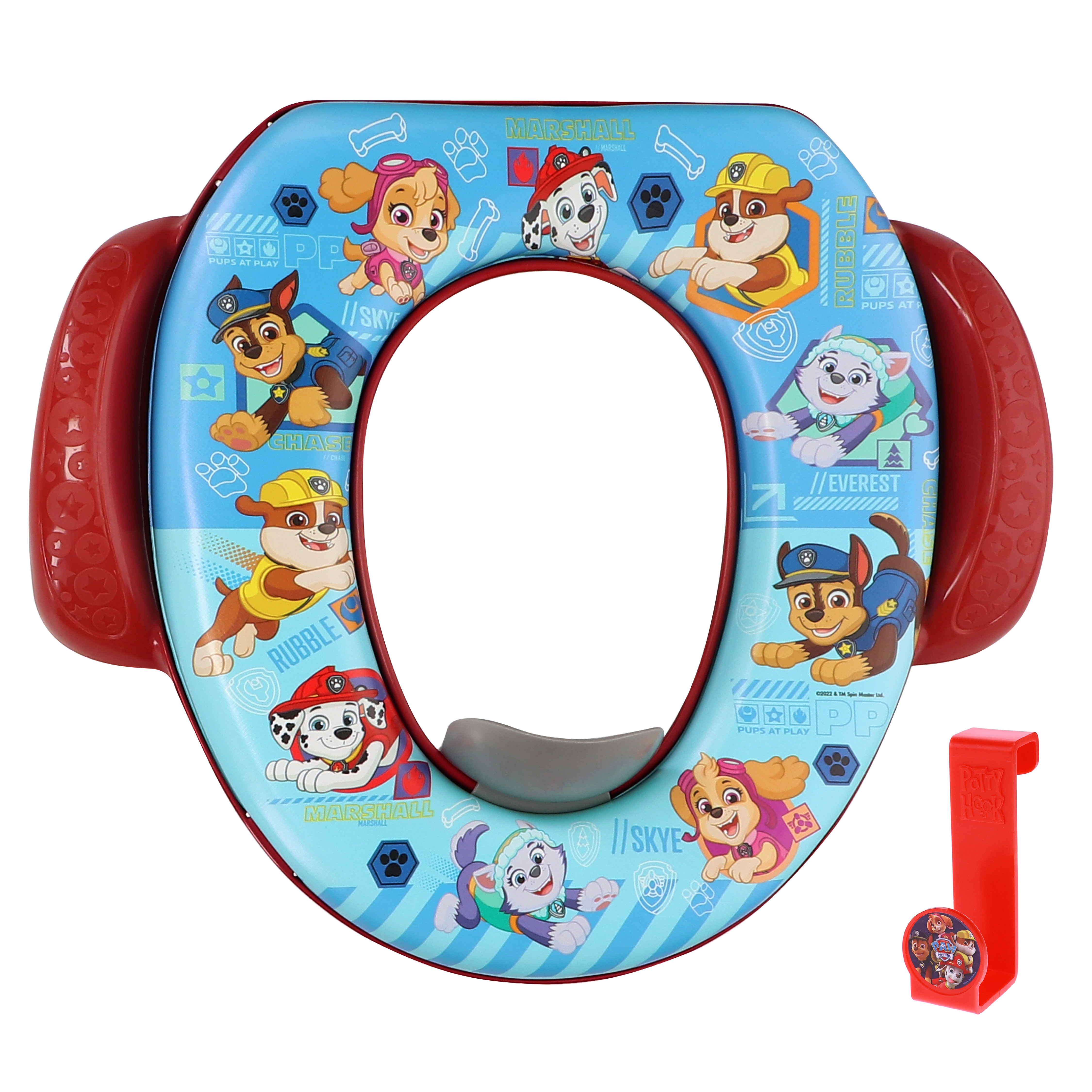 PAW Patrol "Playtime Pups" Soft Potty Seat with Potty Hook, Unisex Potty Training Seat Nickelodeon