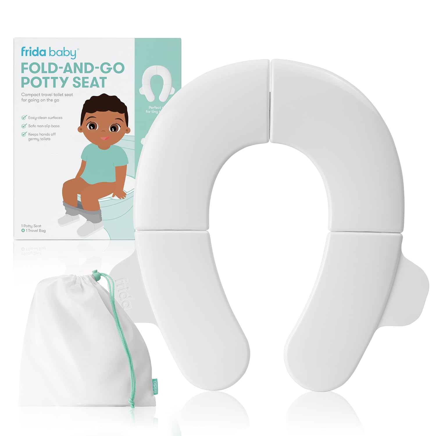 Frida Baby Fold and Go Potty Training Toilet Seat with Bag, Travel Potty Seat Solution Frida Baby