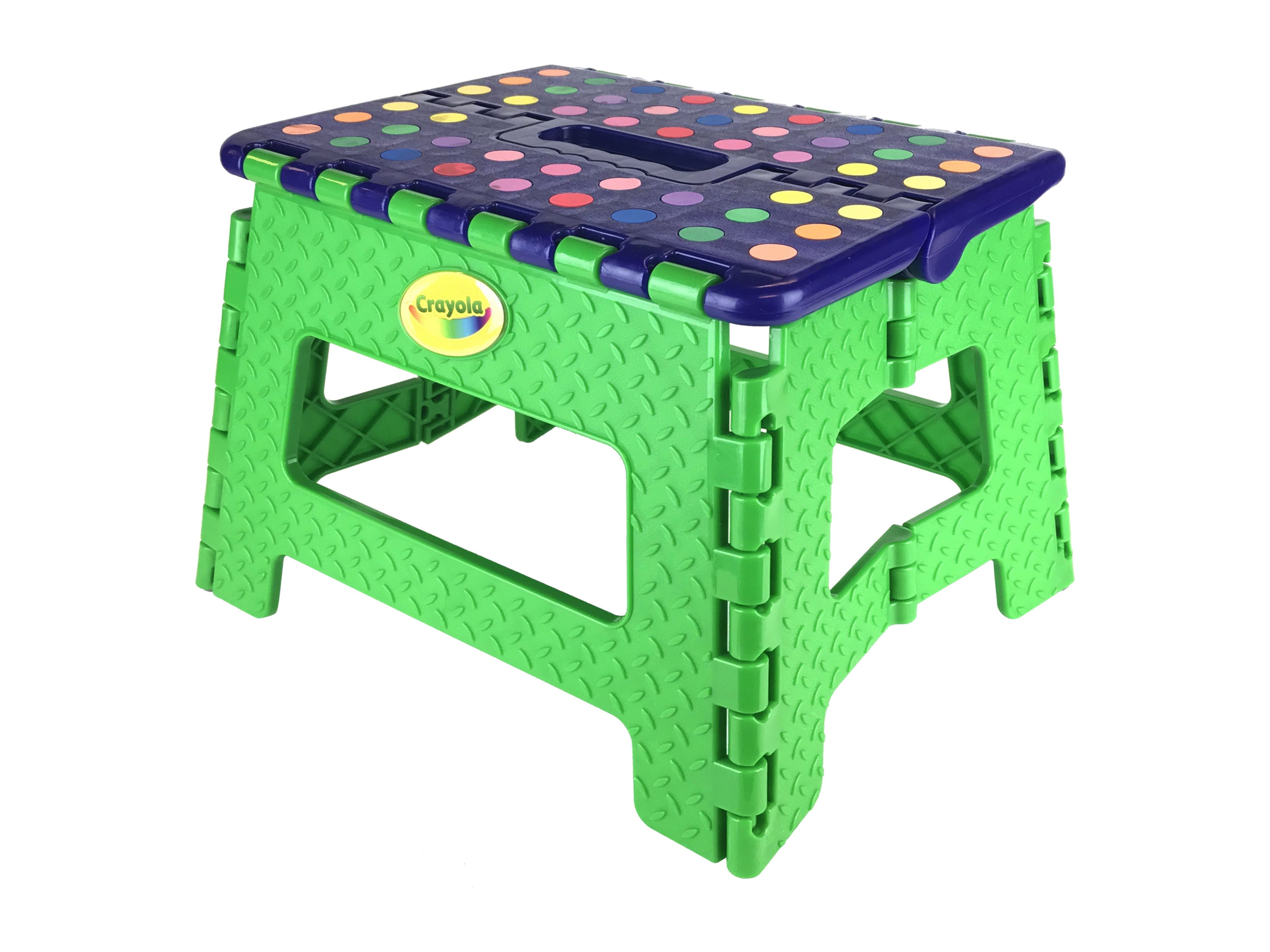 Crayola Slip-Resistant Folding Plastic 9-inch Step Stool Holds up to 300 lbs Crayola