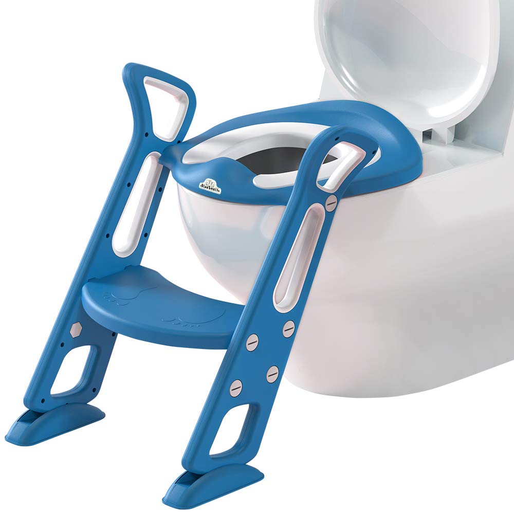 BlueSnail  Potty Training Toilet Seat with Step Stool Ladder for Kids (Blue PU Cushion) BlueSnail