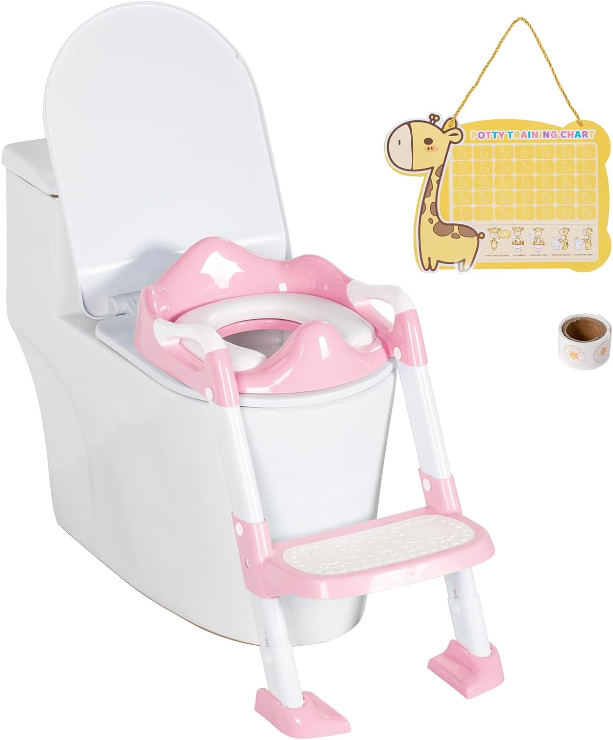 BRINJOY Potty Training Seat with Step Stool Ladder, Foldable Toddler Potty Seat for Toilet with Splash Guard, Cushioned Seat, and Anti-Slip Pad for Girls & Boys (Green) BRINJOY