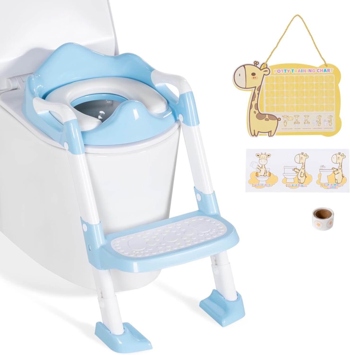 Brinjoy Potty Training Seat with Step Stool, Toddler Toilet Seat w/Ladder, Potty Training Chart, Splash Guard & Upgraded Non-Slip Pads, Kids Foldable Training Toilet Potty Chair(Green) BRINJOY