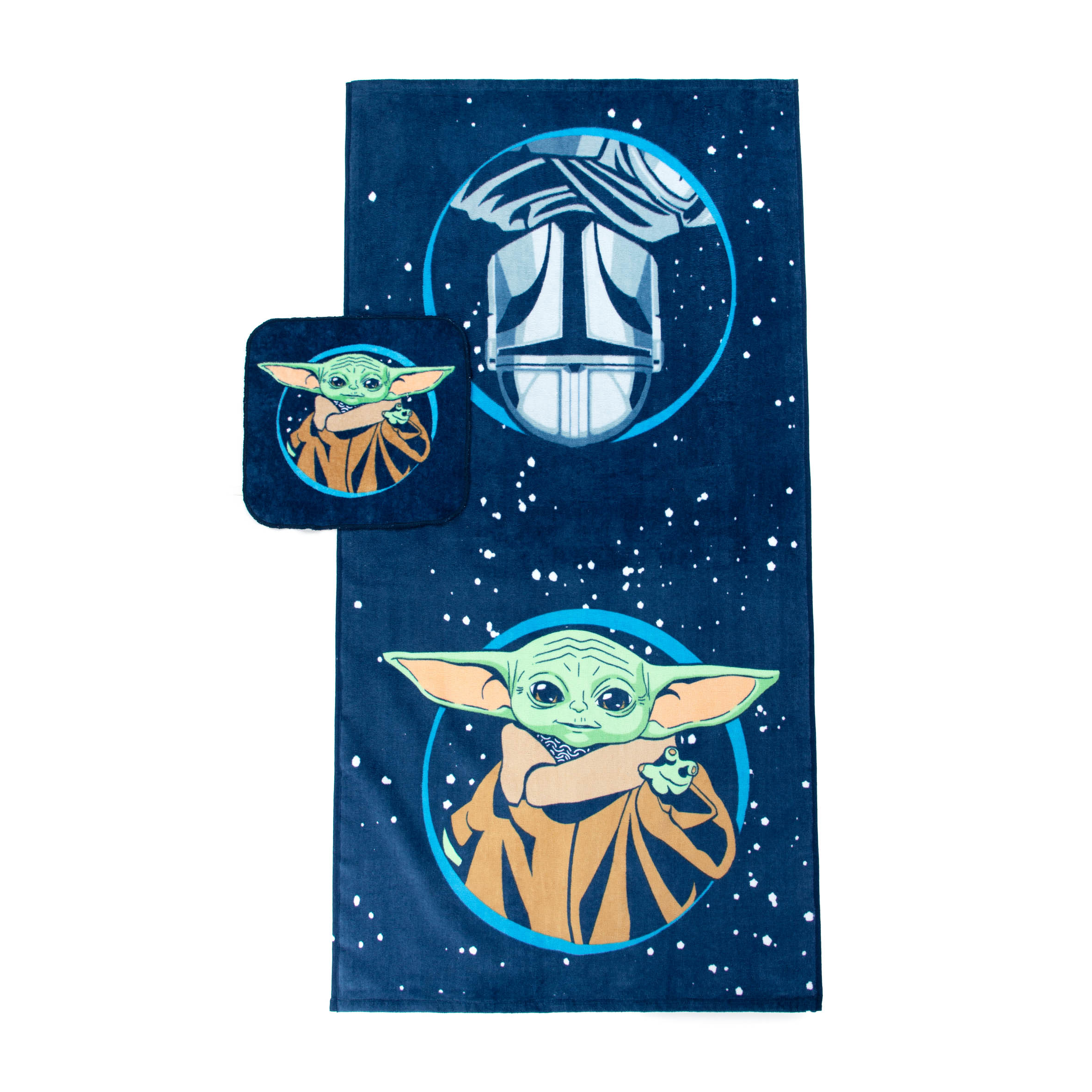 Baby Yoda Kids Cotton 2 Piece Towel and Washcloth Set, Blue, Star Wars Star Wars