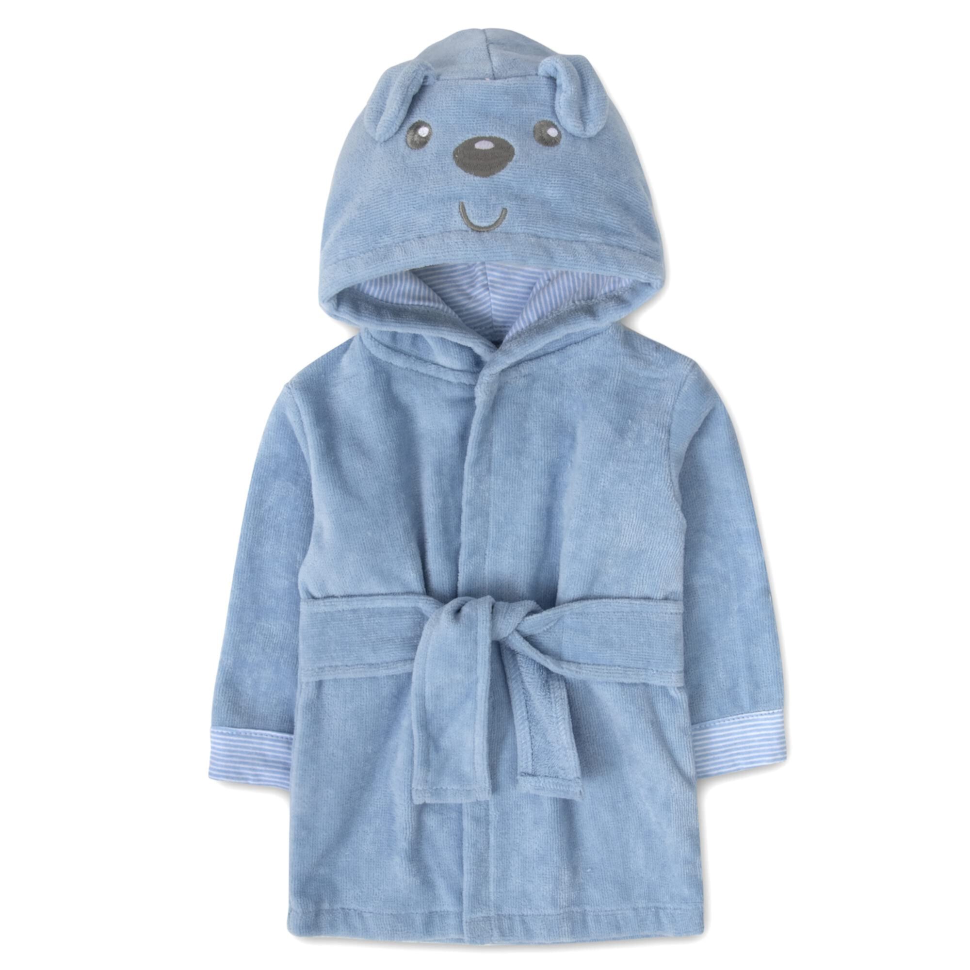 Baby Essentials Hooded Baby Animal Bathrobe with Tie Closure for Newborns and Infants 0 - 9 Months in Bouncing Blue Pup Baby Essentials