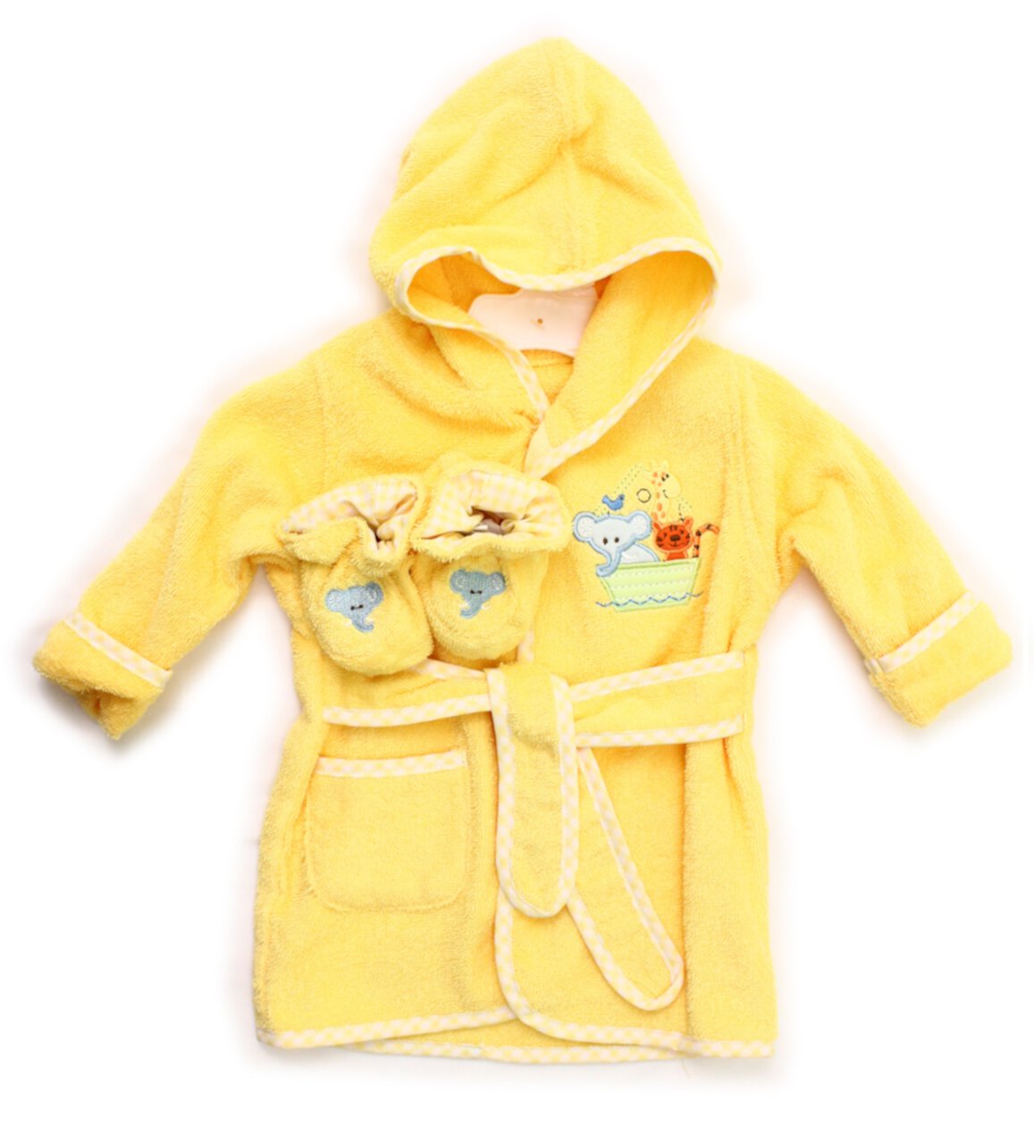 Spasilk 100% Cotton Hooded Terry Bathrobe with Booties, Yellow Ark, 0-9 Months Visit the Spasilk Store