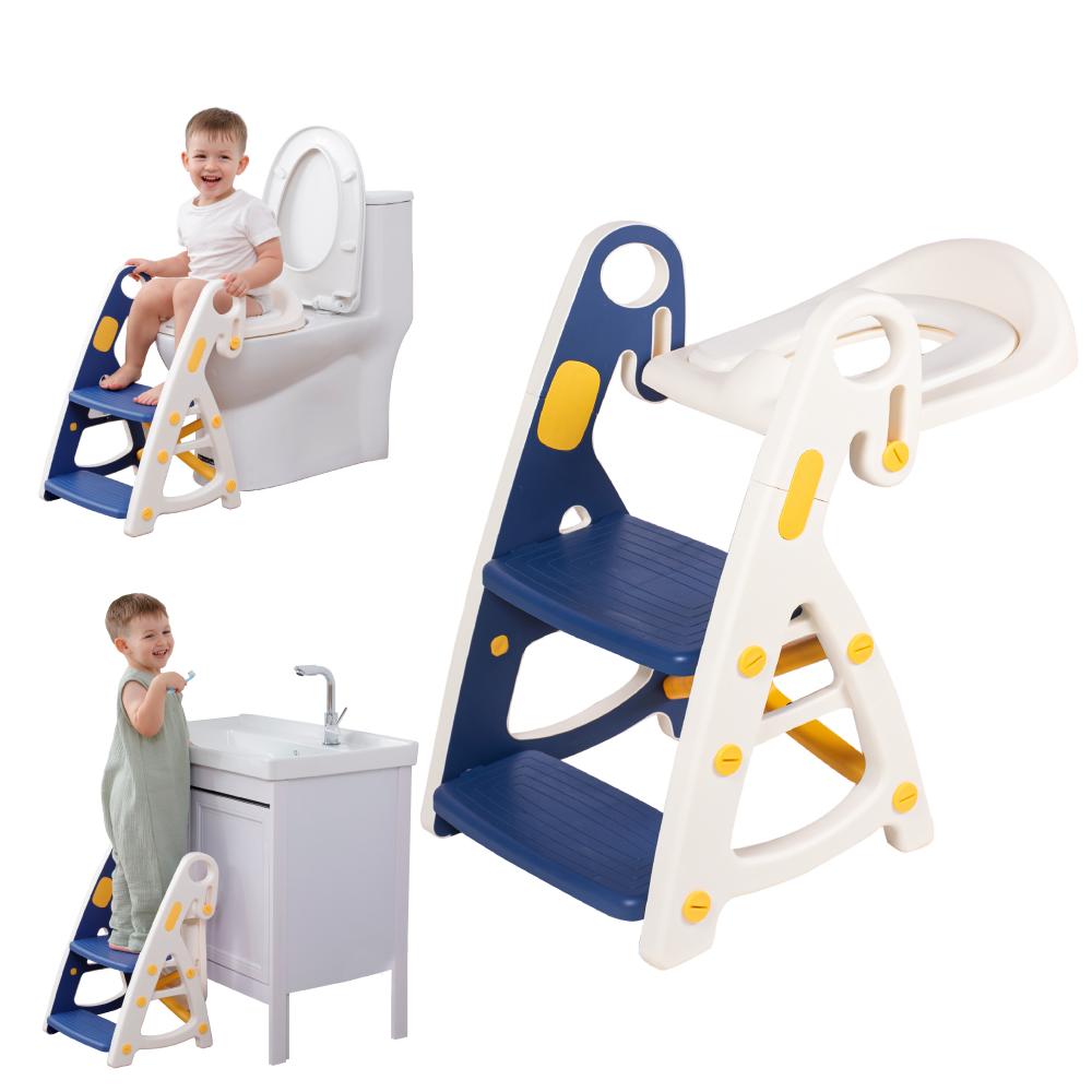 Potty Training Seat & Toddler Step Stool, Ultimate Stability Toddler Toilet Seat, Adjustable Step & Seat Height Potty Seats for Toddlers Boys PRIMLECT