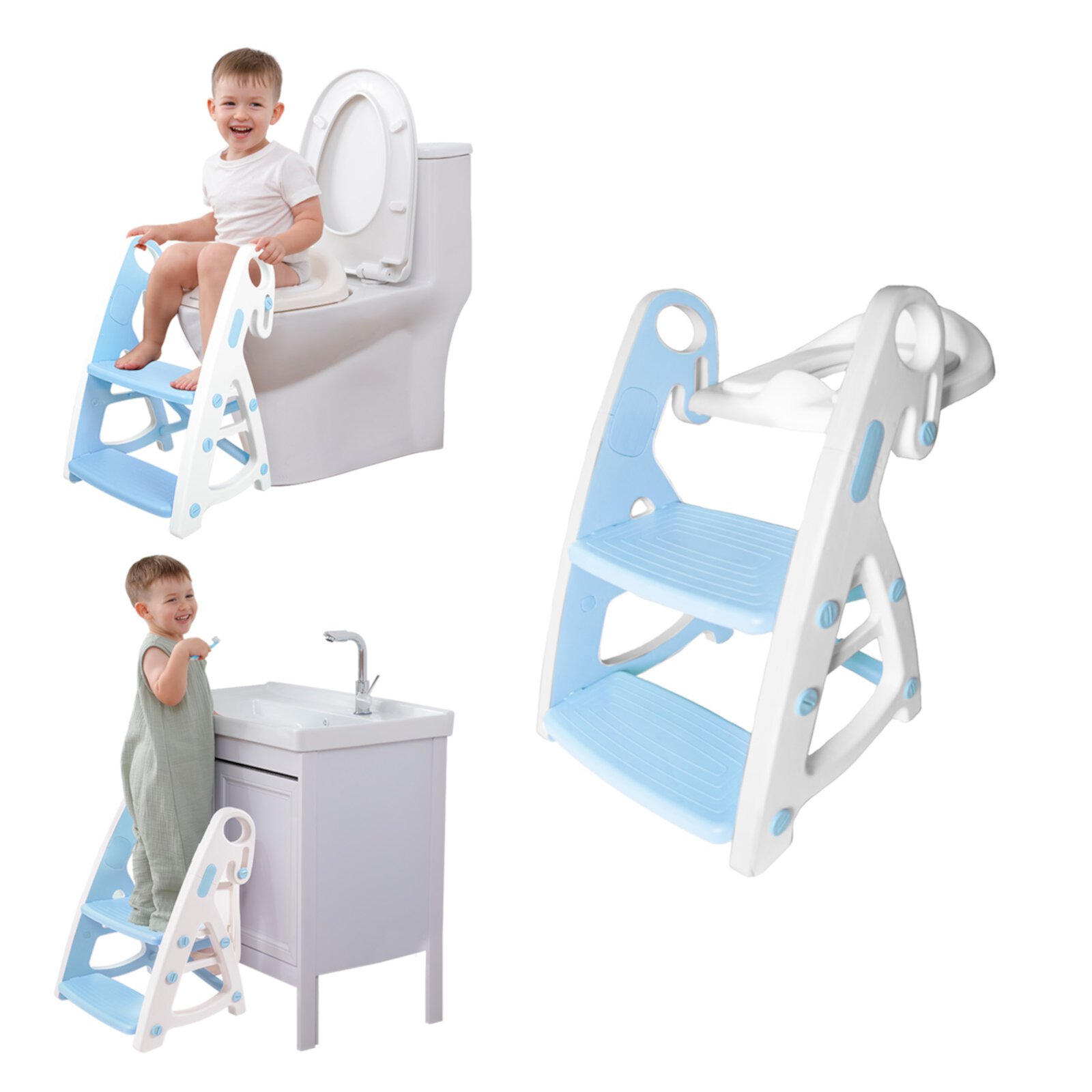 Potty Training Seat With Step Stool: Stable Adjustable Height Toddler Toilet Seats With Splash Guard and Handle and Removable Seat Versatile 2-in-1 Climbable Ladder Easy Use PRIMLECT