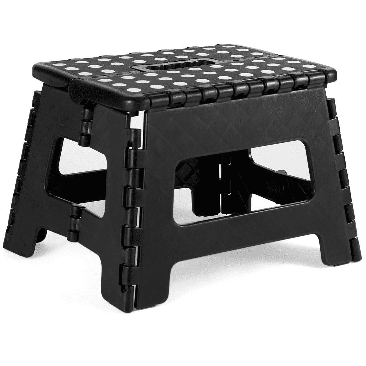 Home Folding Step Stool - Foot Stool with 9 Inch Height - Holds Up to 300 lbs - Lightweight Plastic Foldable Step Stool for Kitchen, Bathroom & Living Room, Black OBariumy