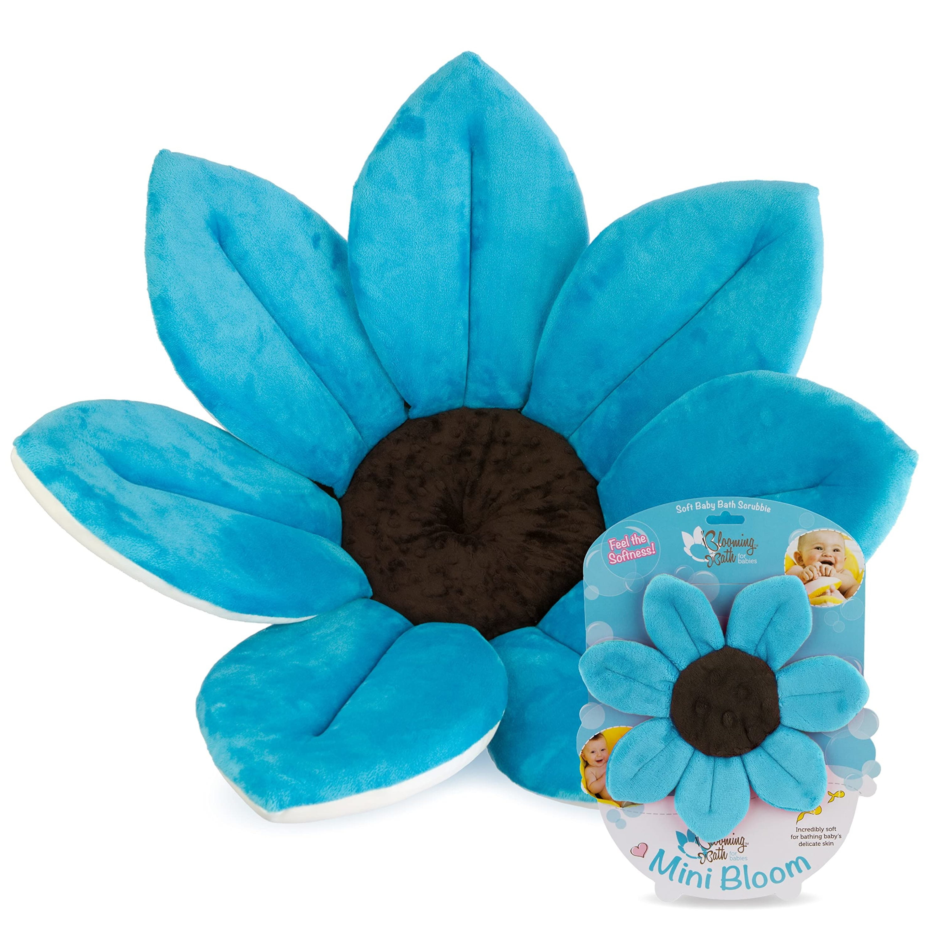 Blooming Bath 7 Petal Flower Baby Bath Seat for Sink - Blue + Scrubbie Blooming Bath