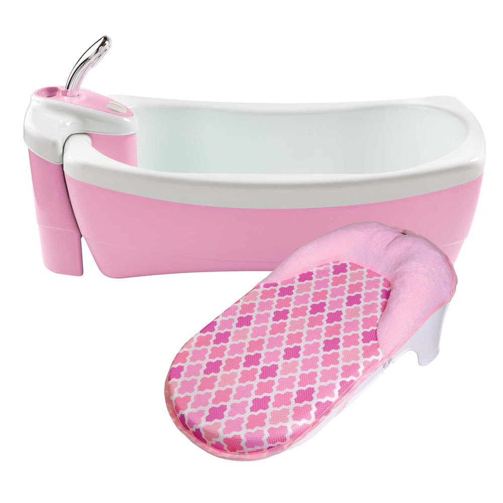 Summer Infant Lil’ Luxuries Whirlpool Baby Bathtub, Bubbling Spa & Shower (Pink) Summer Infant