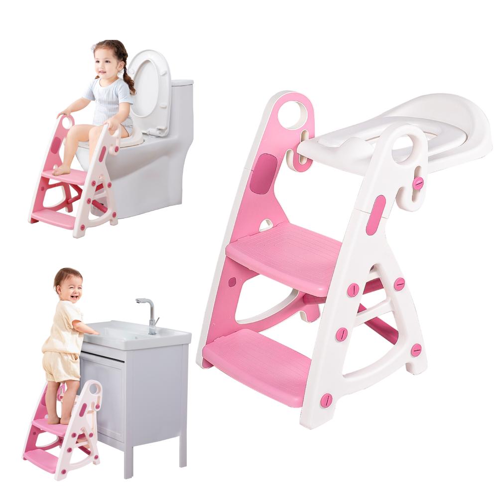 Potty Training Seat & Toddler Step Stool, Ultimate Stability Toddler Toilet Seat, Adjustable Step & Seat Height Potty Seats for Toddlers Girls PRIMLECT