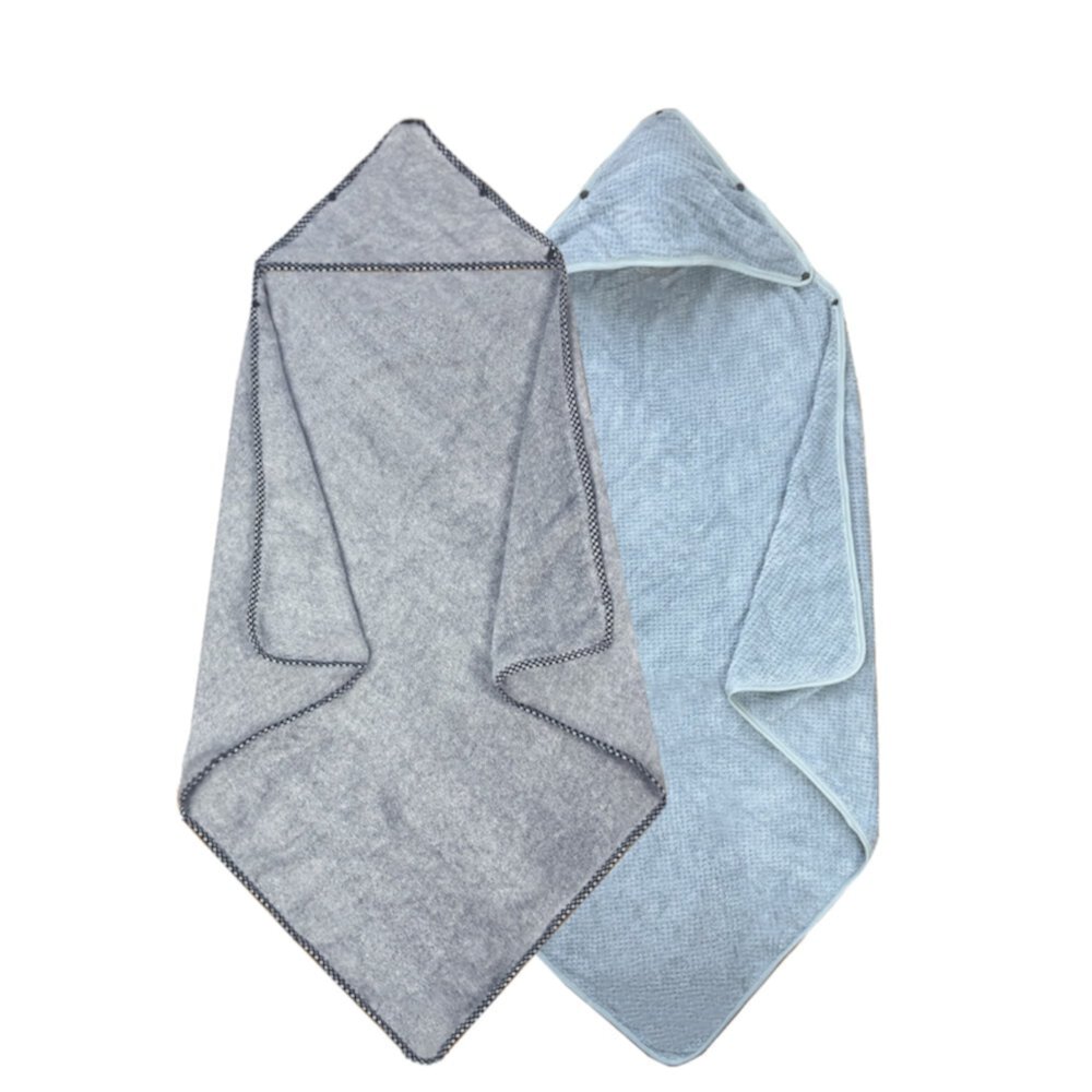 3 in 1 Baby hooded towel, removable hood, Children's Bath Towel Gray and blue 2 pack ICOPUCA